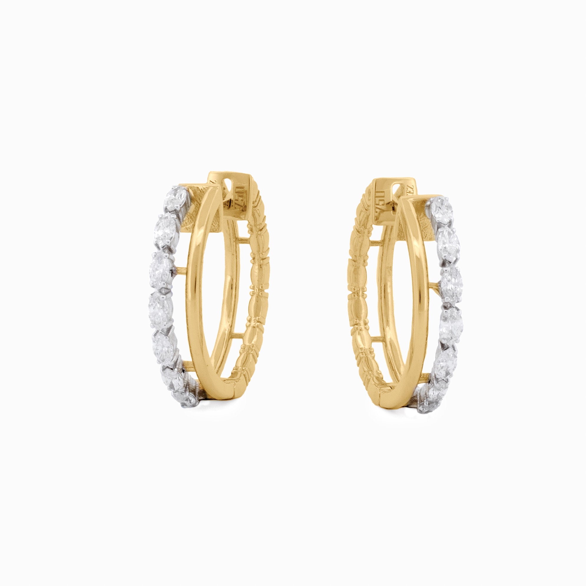 Diamond Marquise Hoop Earrings