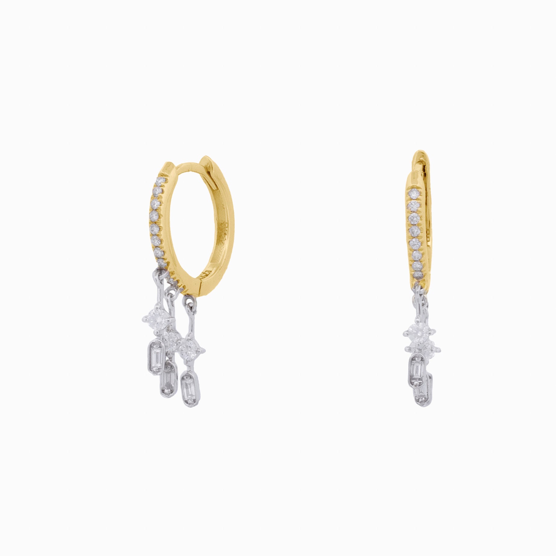 Huggies with Dangling Baguette Charms