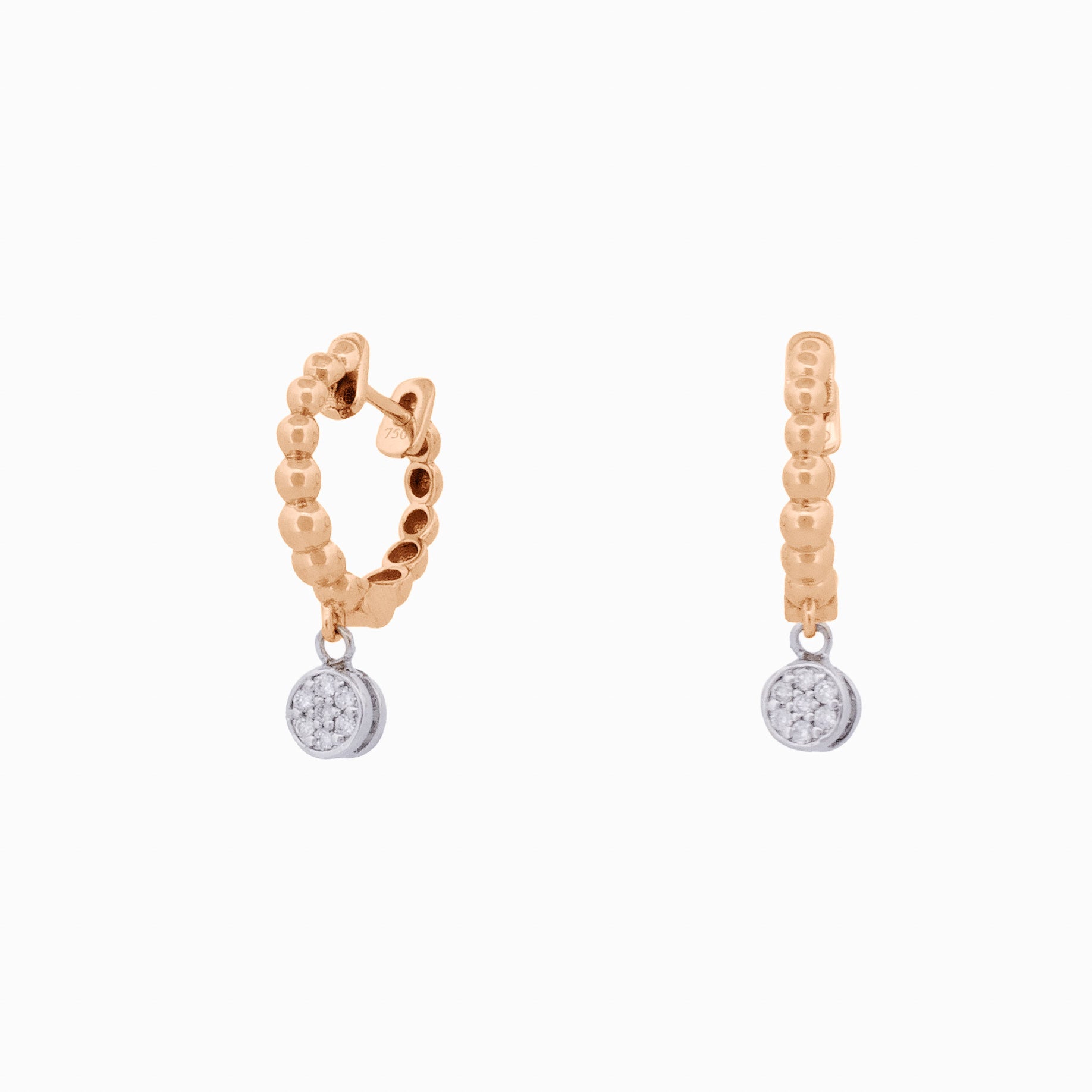 Beaded Huggies with Round Pavé Drops