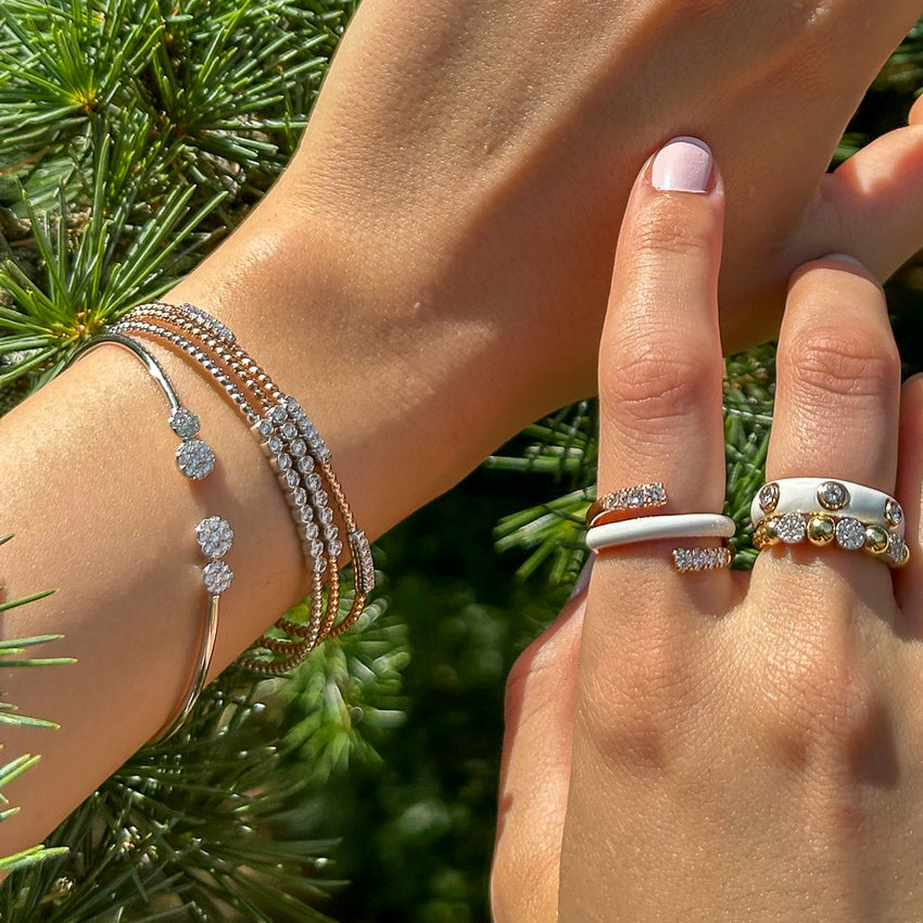 Open Cuff Bracelet with Round Pavé Diamonds
