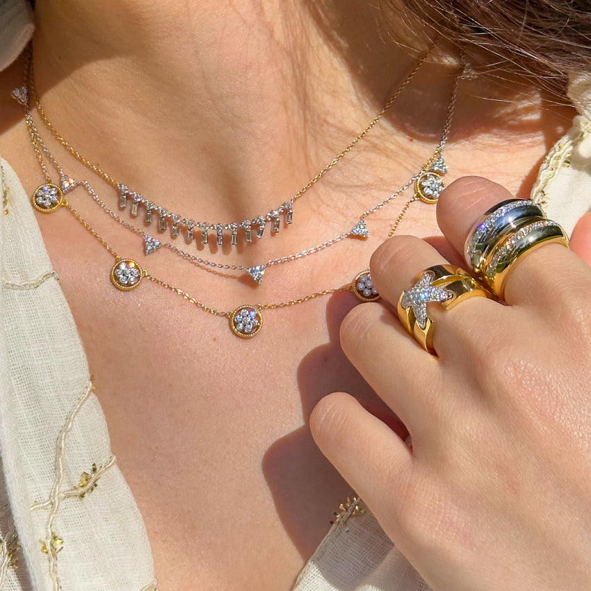 Diamond Cluster Drop Necklace