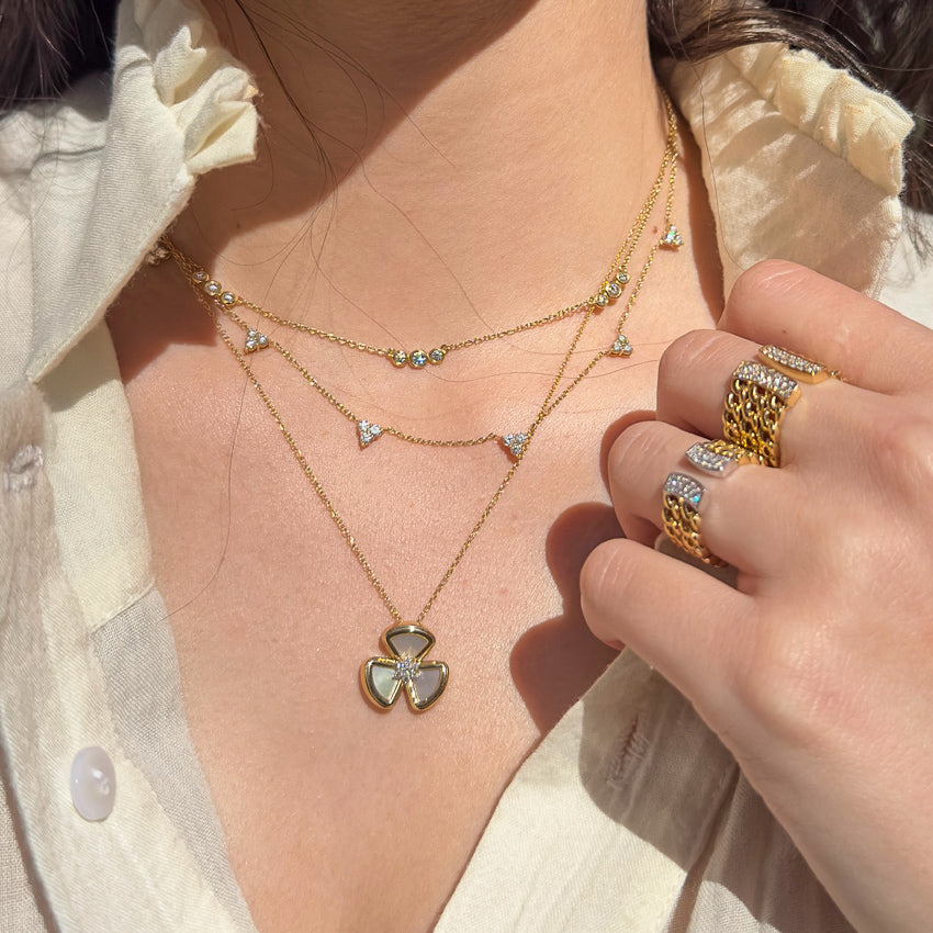Diamond Cluster Drop Necklace