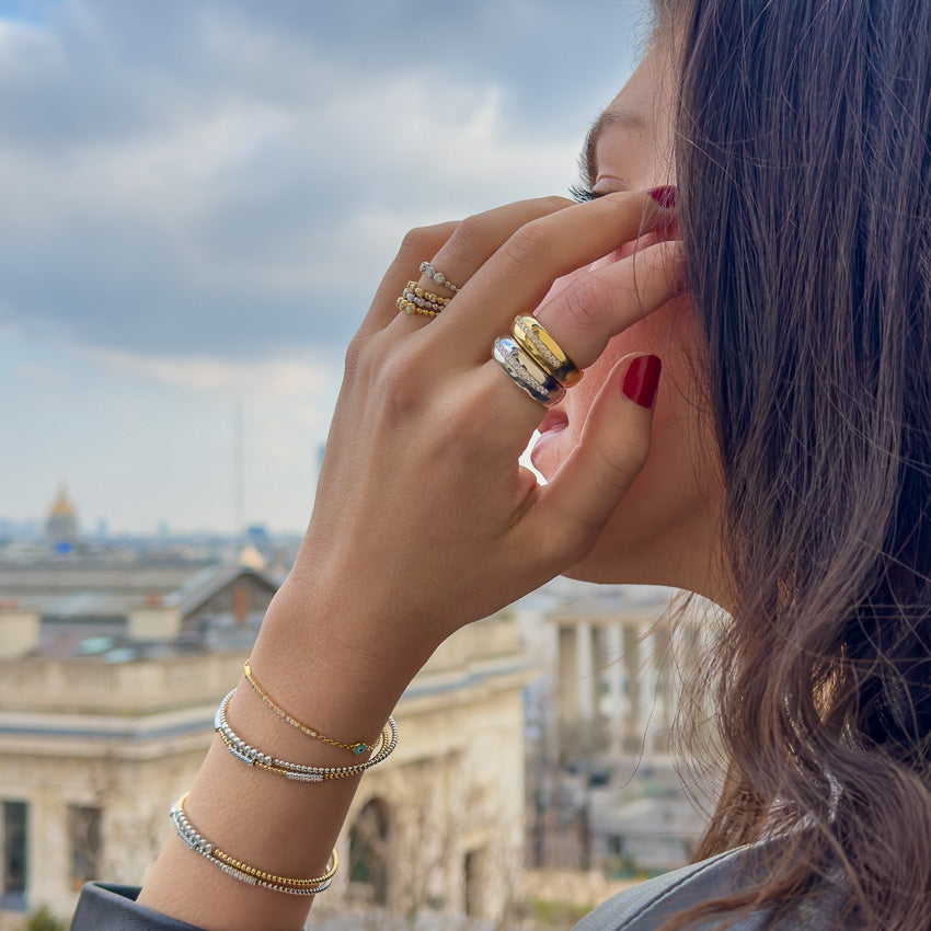 Domed Ring with Middle Diamond Row