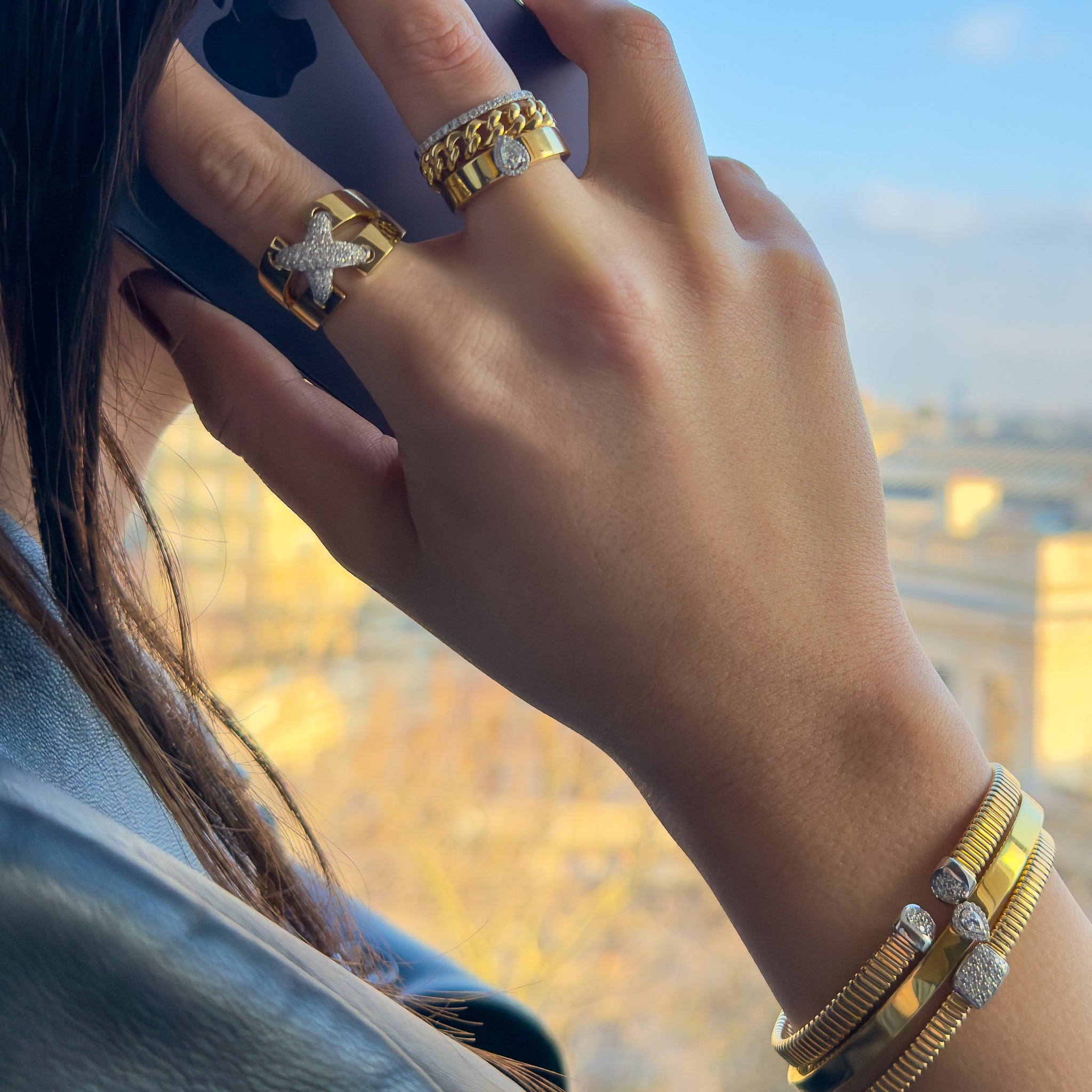 Chain Band with Diamond Accent