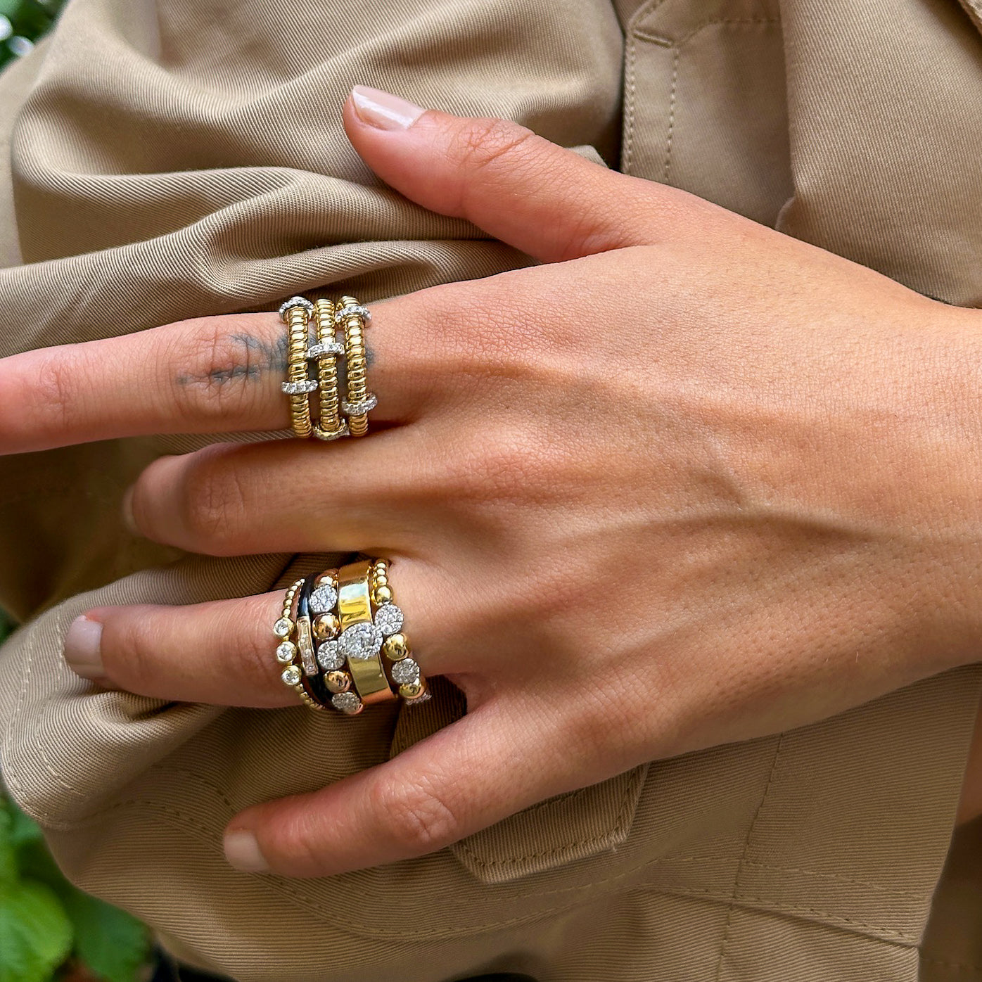 Black Enamel Baguette Diamond Ring