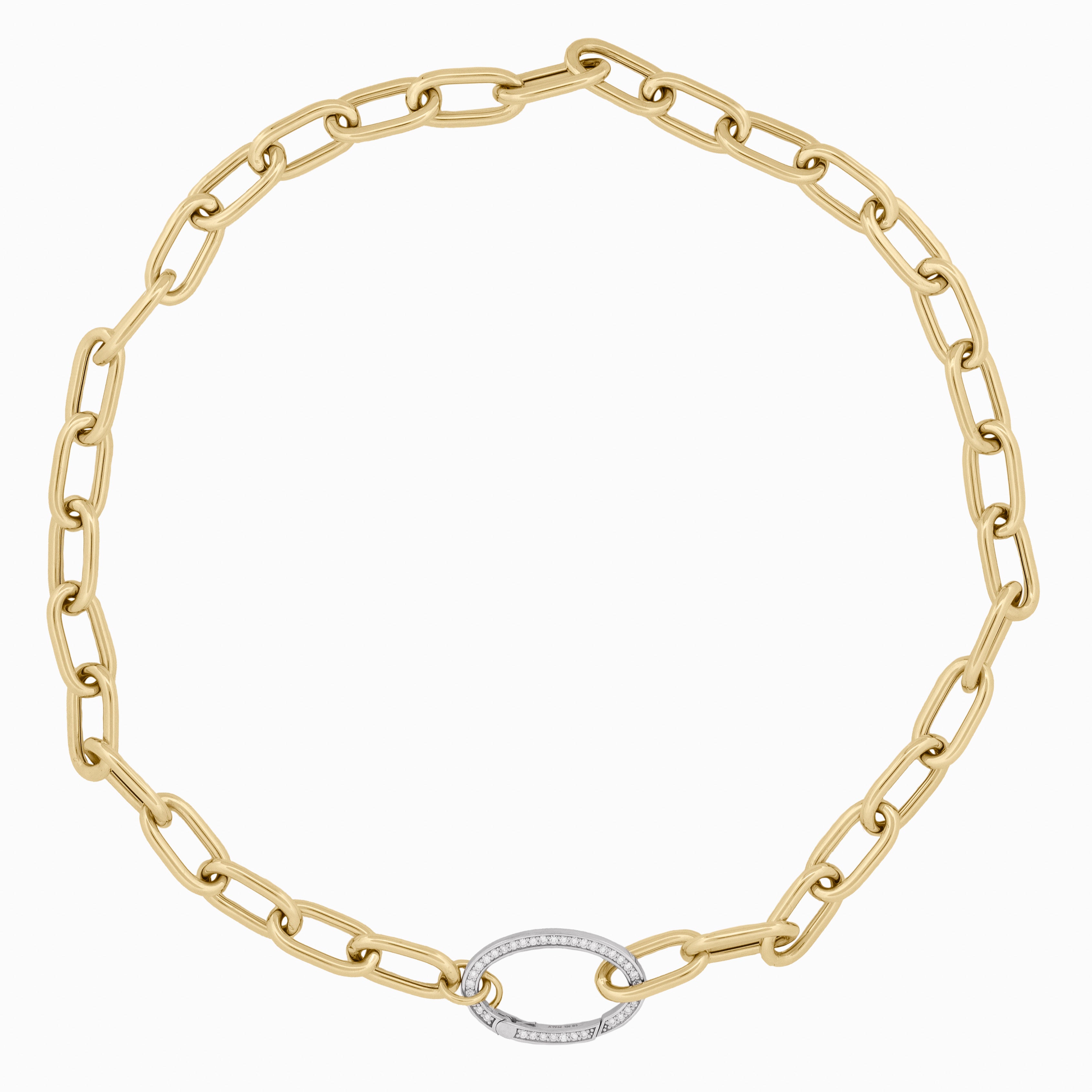 Oval-Shaped Link Chain with Openable Diamond Lock