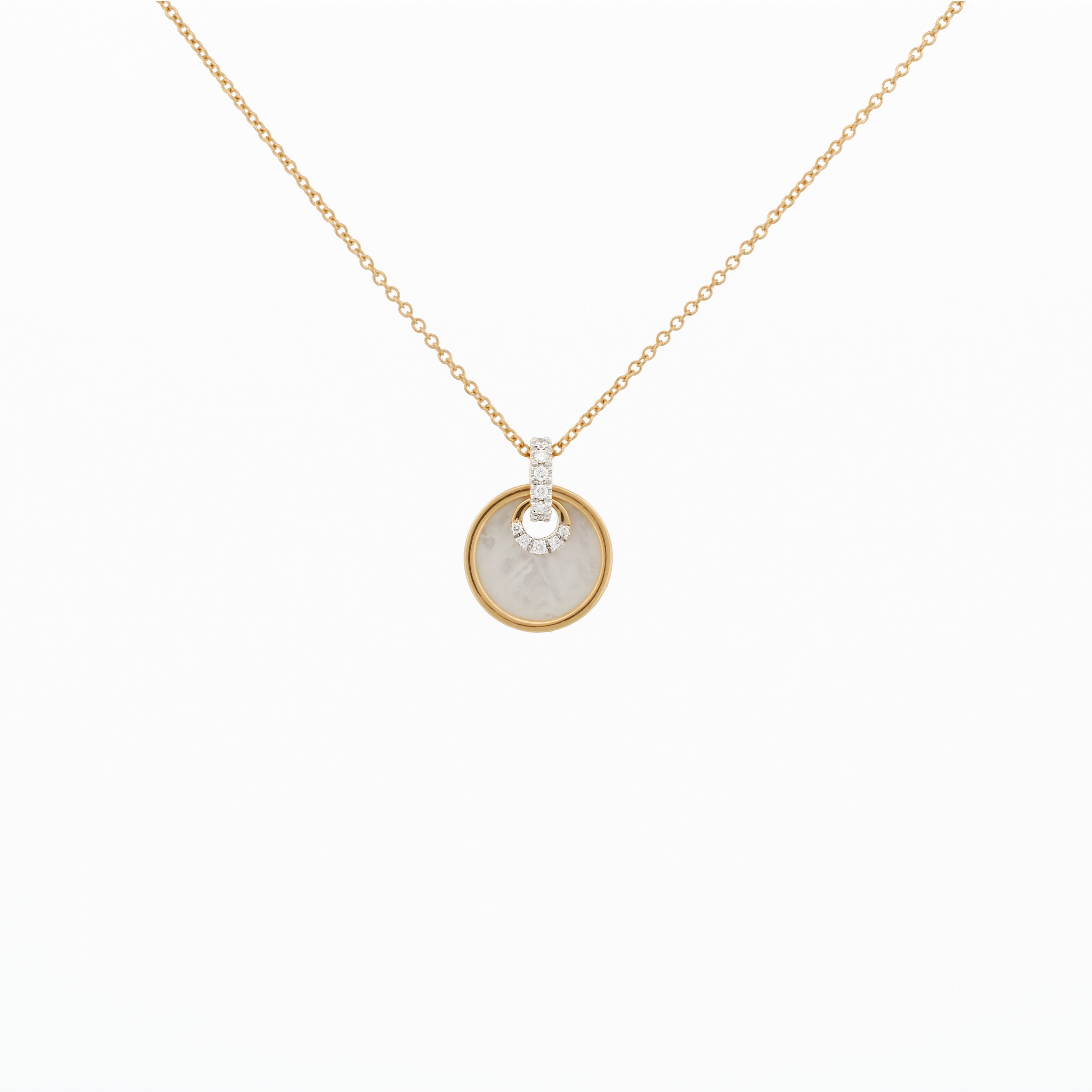 Necklace with Mother-of-Pearl Pendant and Diamond Accents