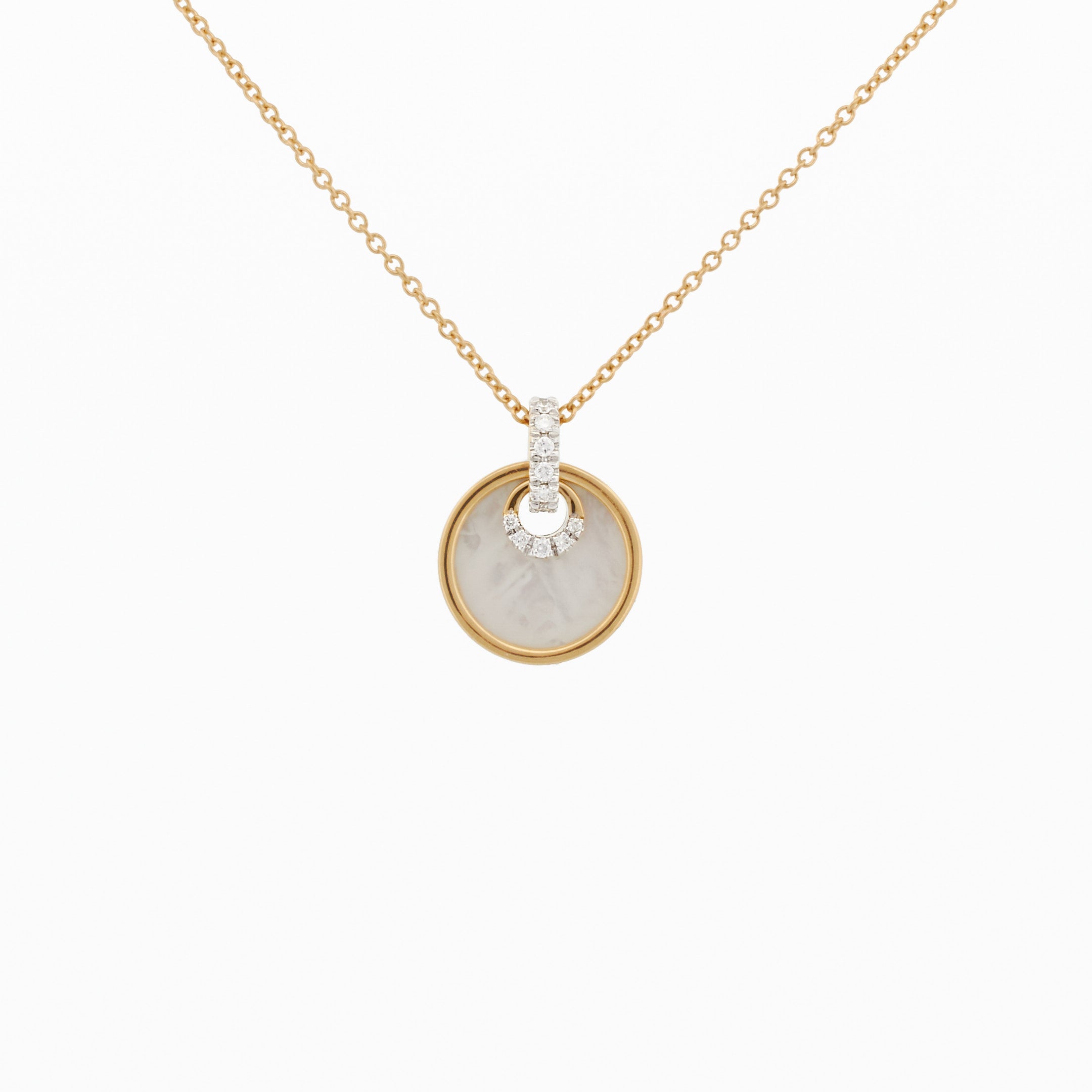 Necklace with Mother-of-Pearl Pendant and Diamond Accents