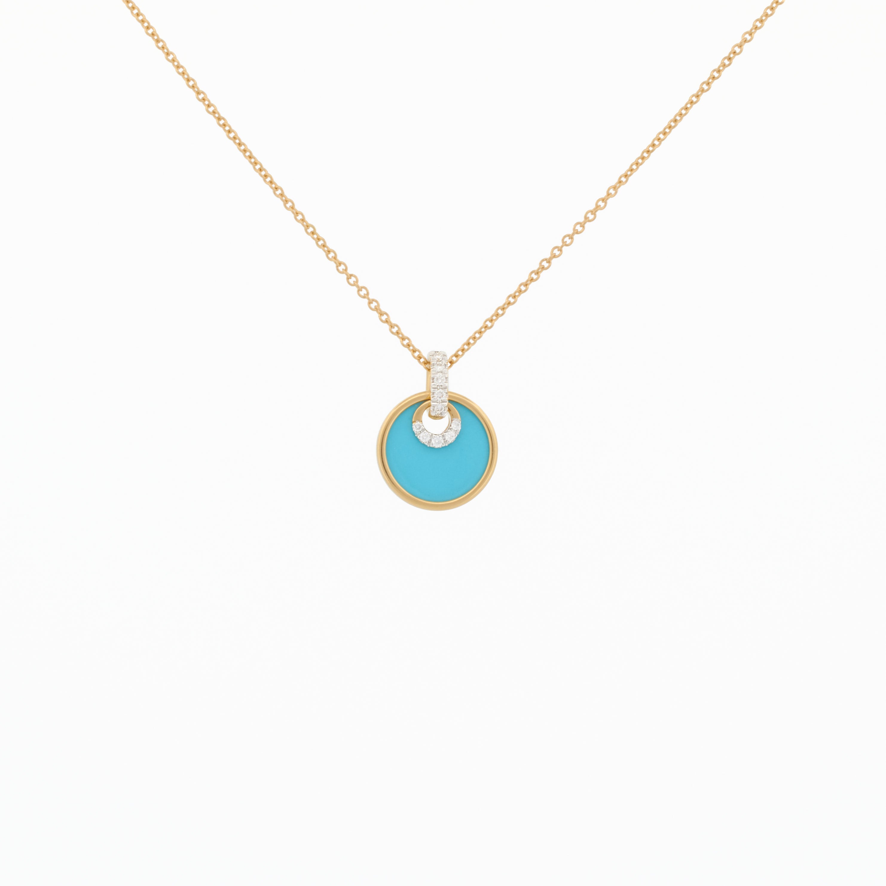 Necklace with Turquoise Pendant and Diamond Accents
