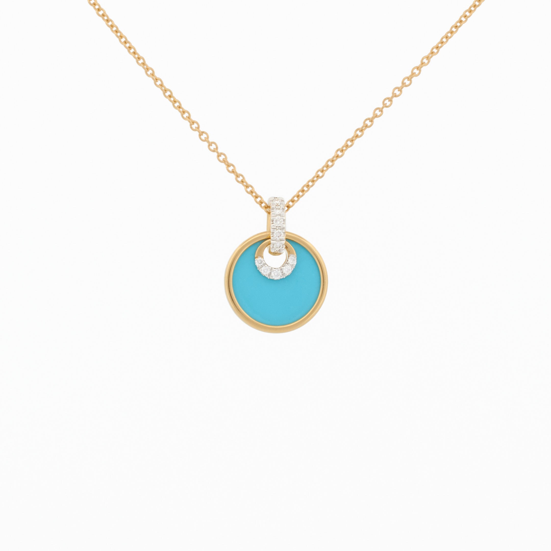 Necklace with Turquoise Pendant and Diamond Accents