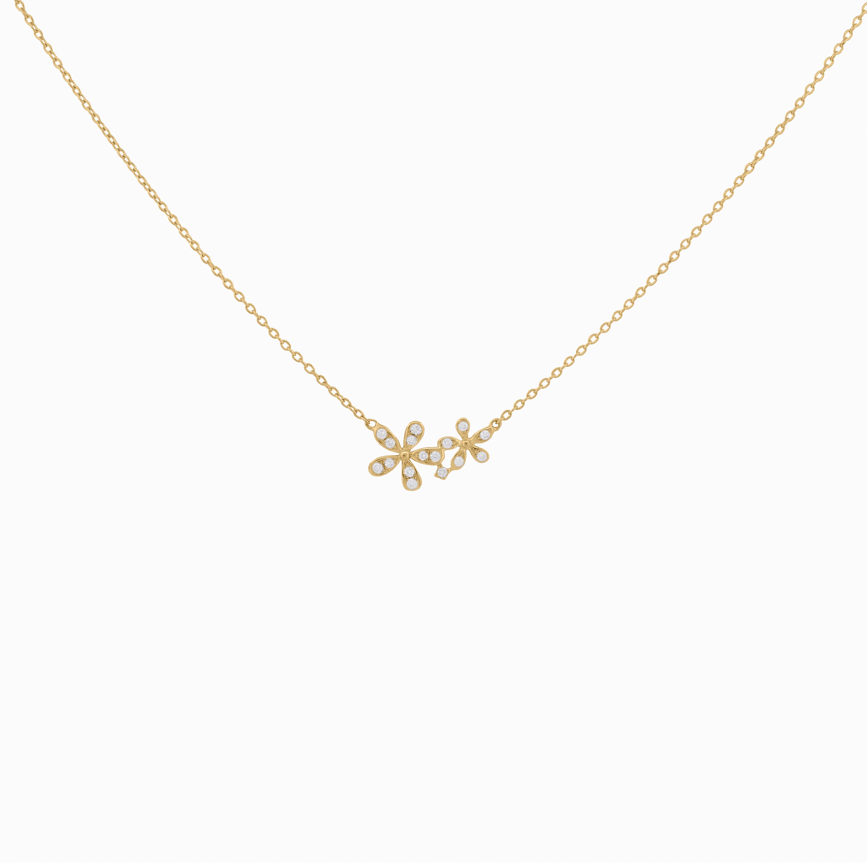 Delicate Twin Flower Necklace