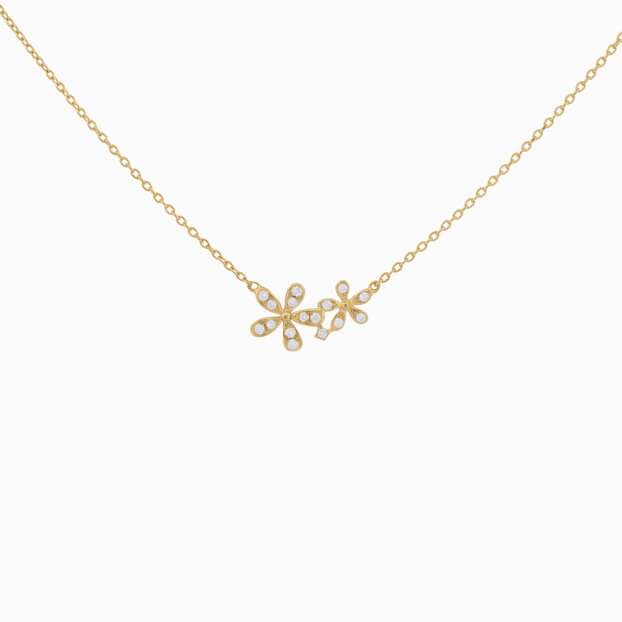 Delicate Twin Flower Necklace