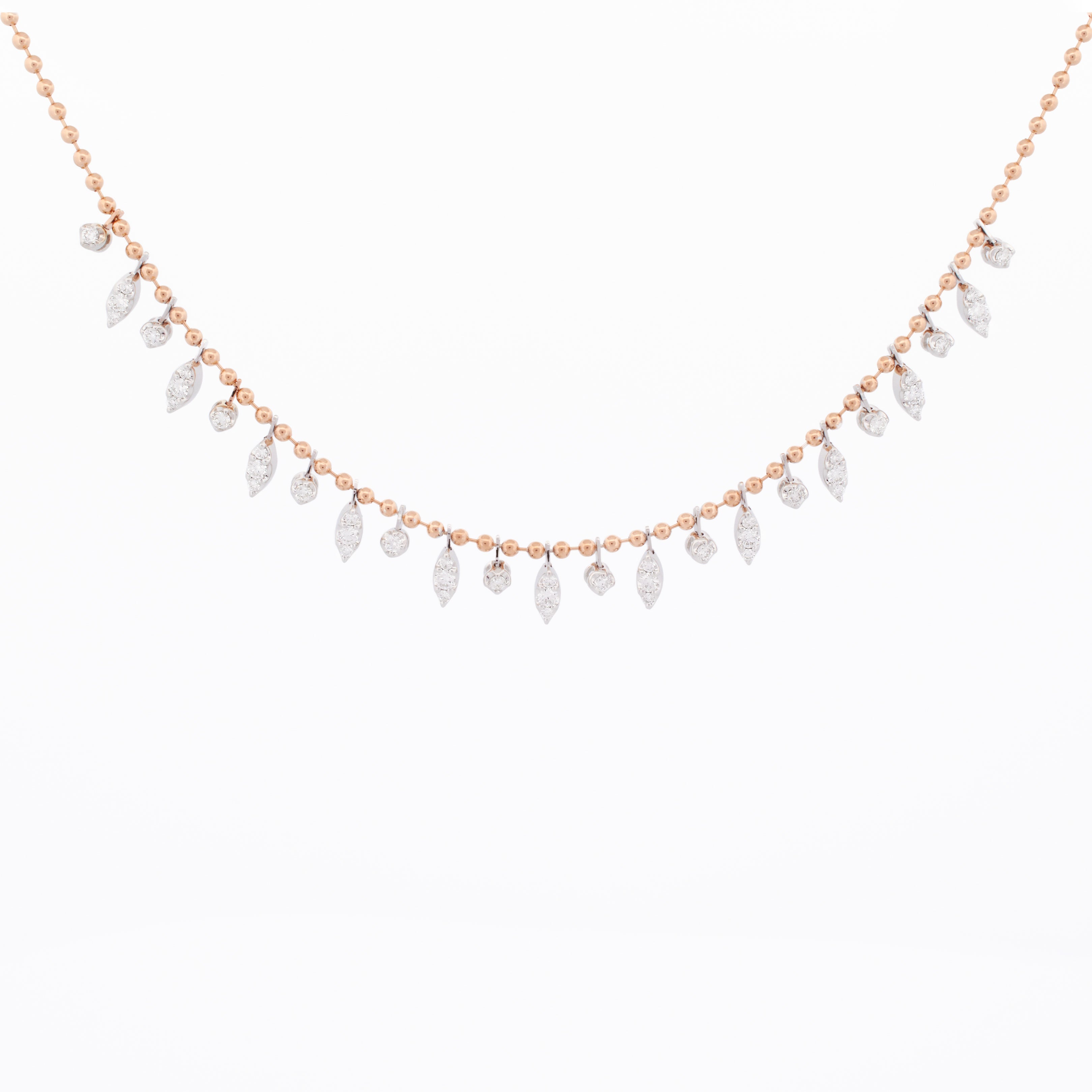Marquise Pavé Diamond Ball Chain Drop Necklace