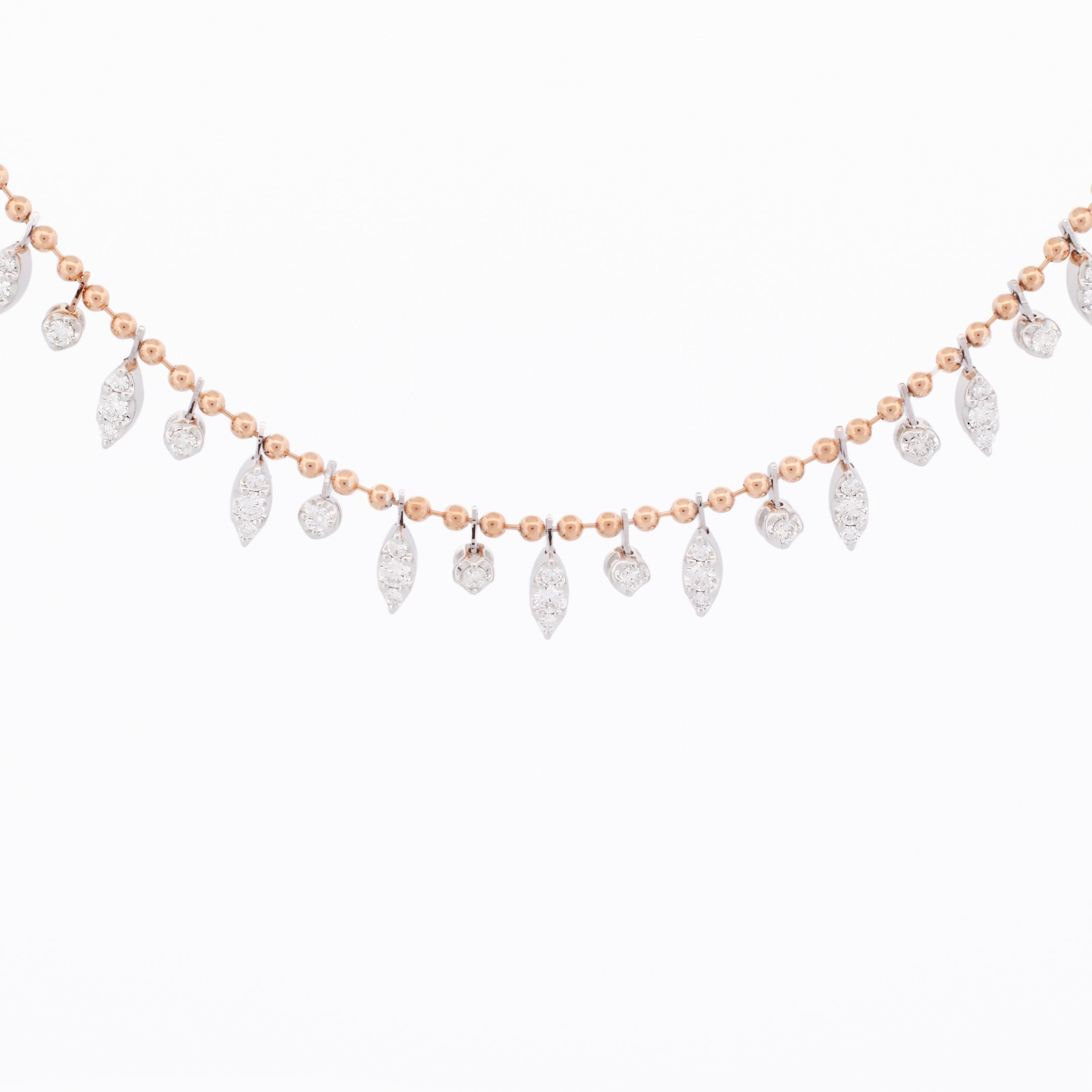 Marquise Pavé Diamond Ball Chain Drop Necklace