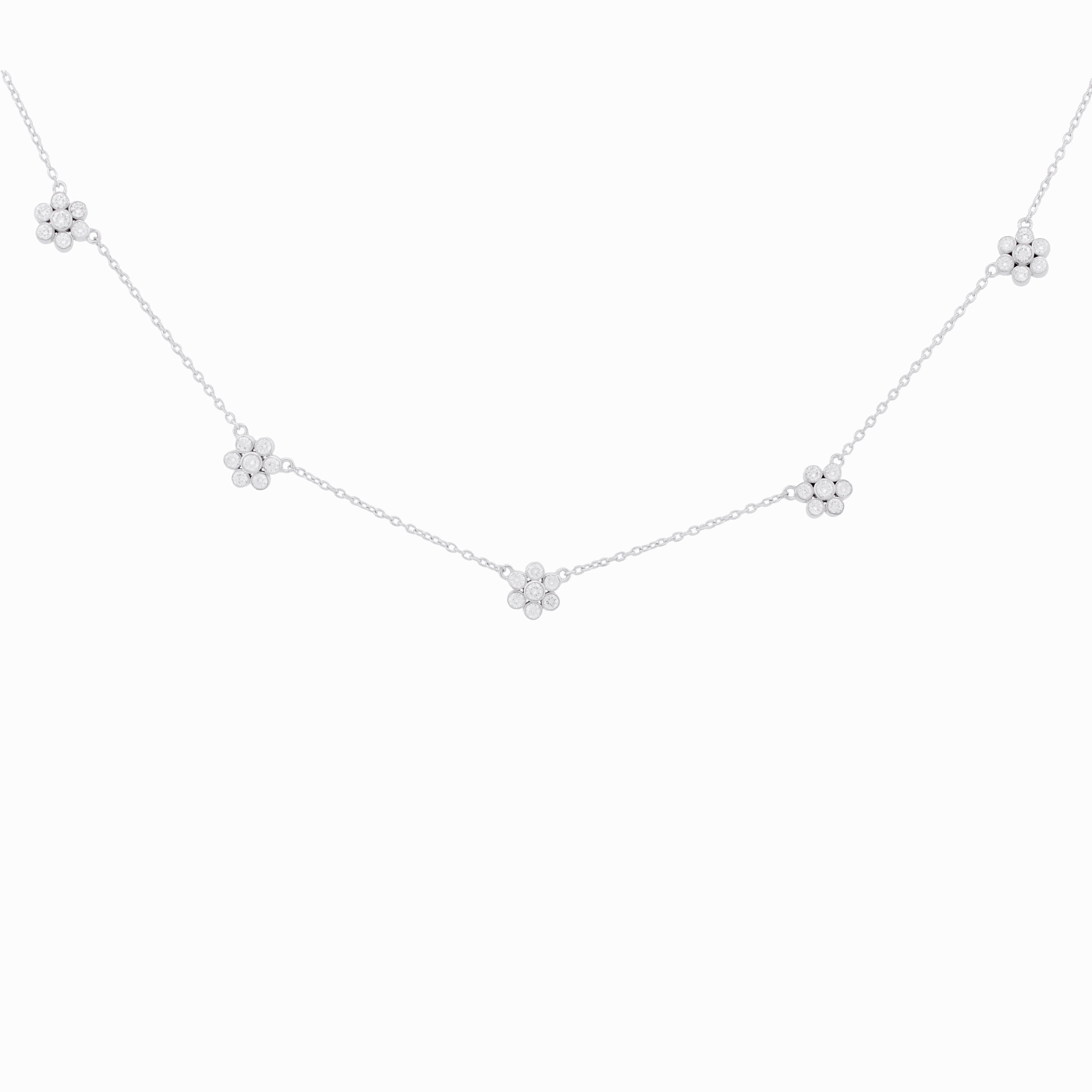 Flower Cluster Diamond Necklace