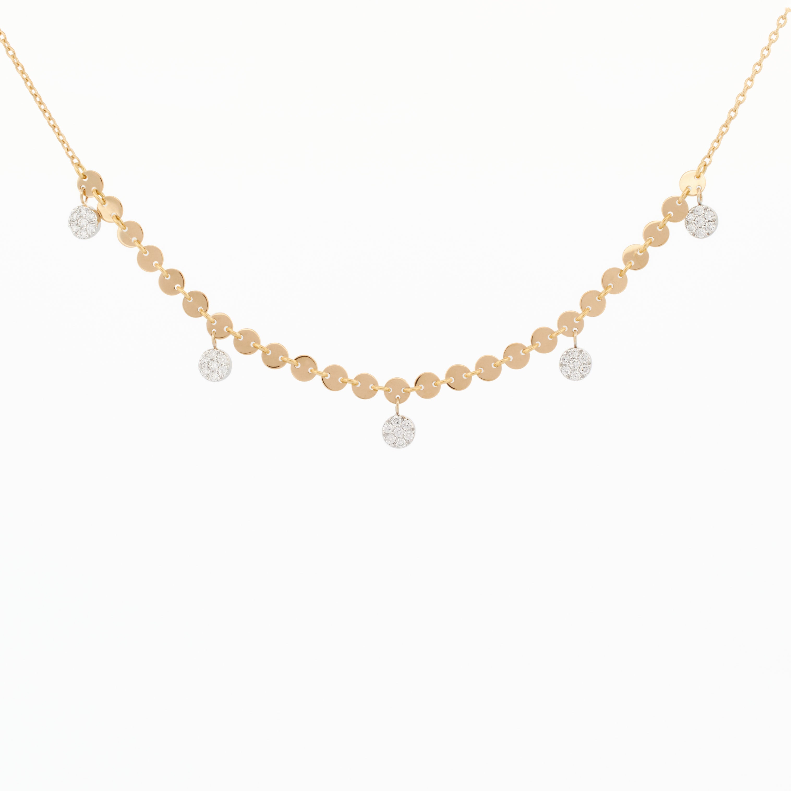 Luxe Sequin Disc Chain Necklace with Round Pavé Drops