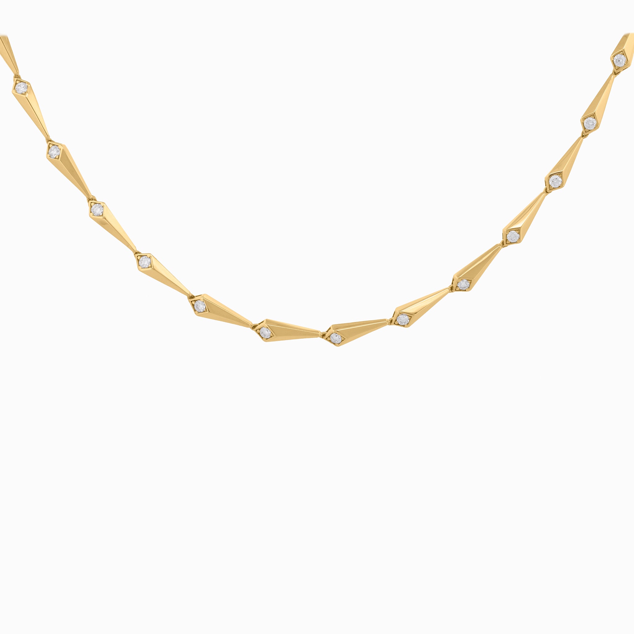 Cone-Shaped Link Necklace with Diamond Accents