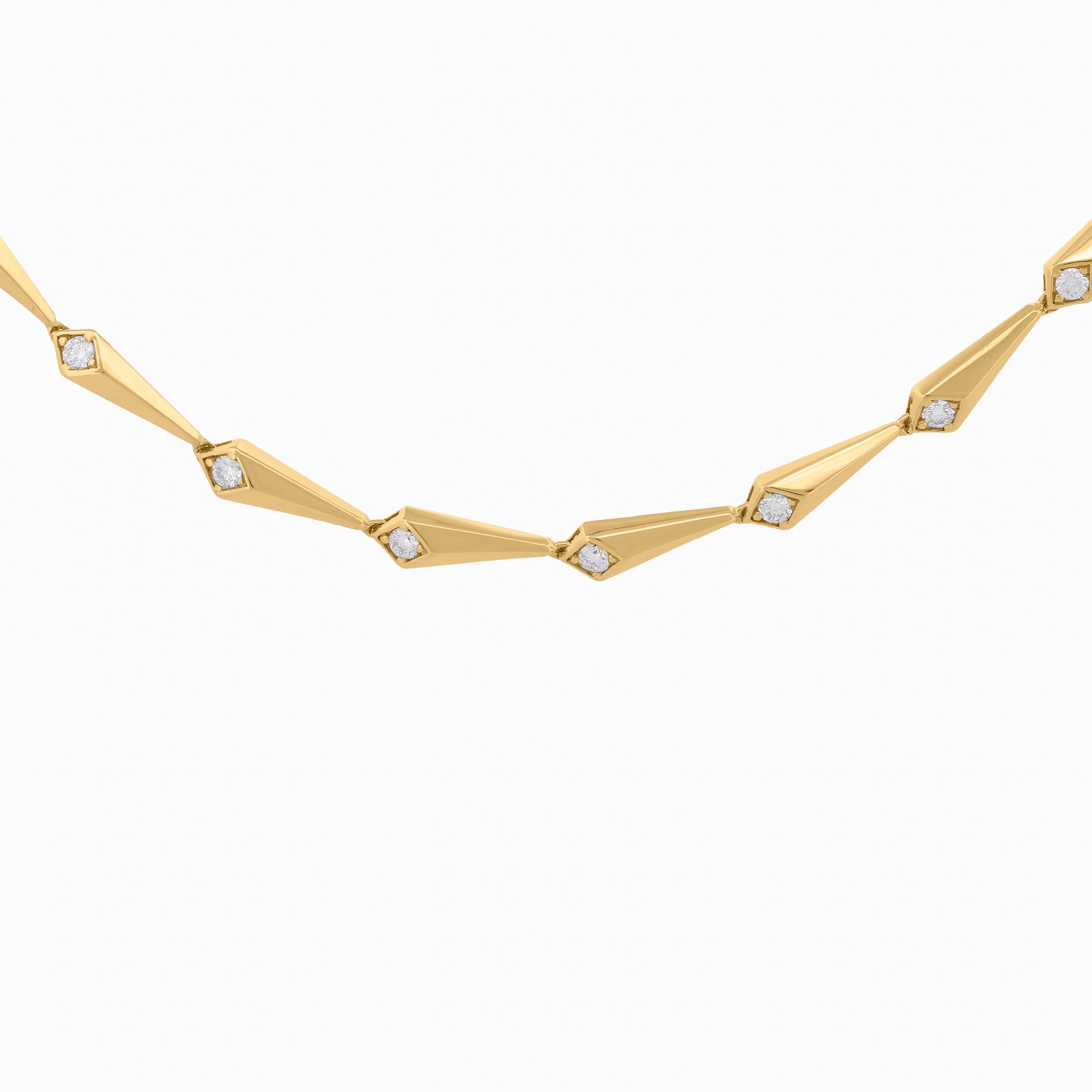 Cone-Shaped Link Necklace with Diamond Accents