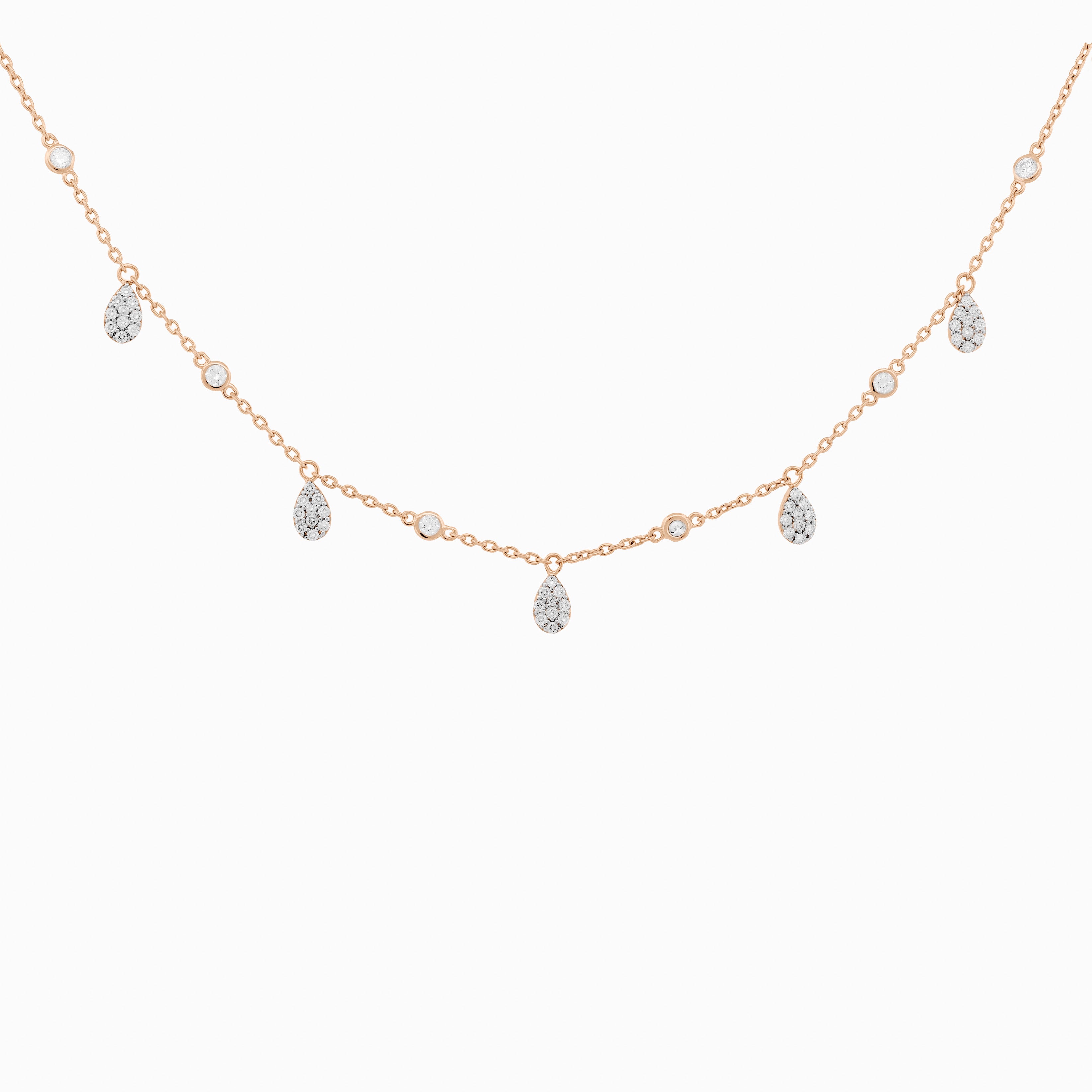 Chain Necklace with Pear-shaped Pavé Diamond Drop