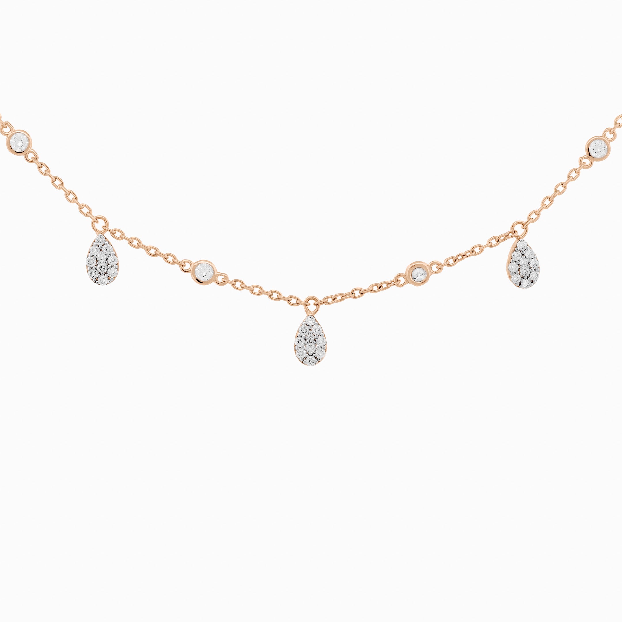 Chain Necklace with Pear-shaped Pavé Diamond Drop