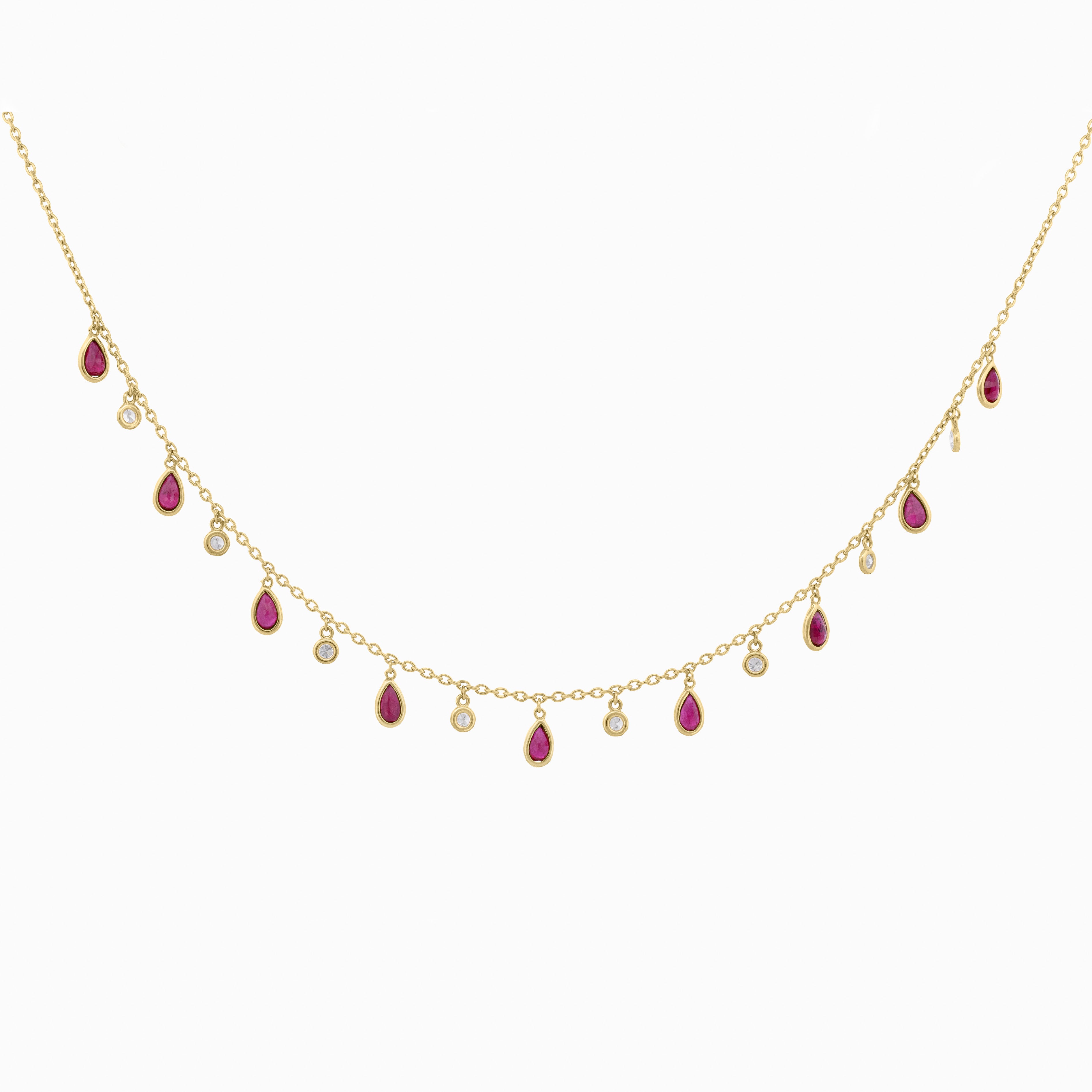 Ruby and Diamond Drop Necklace