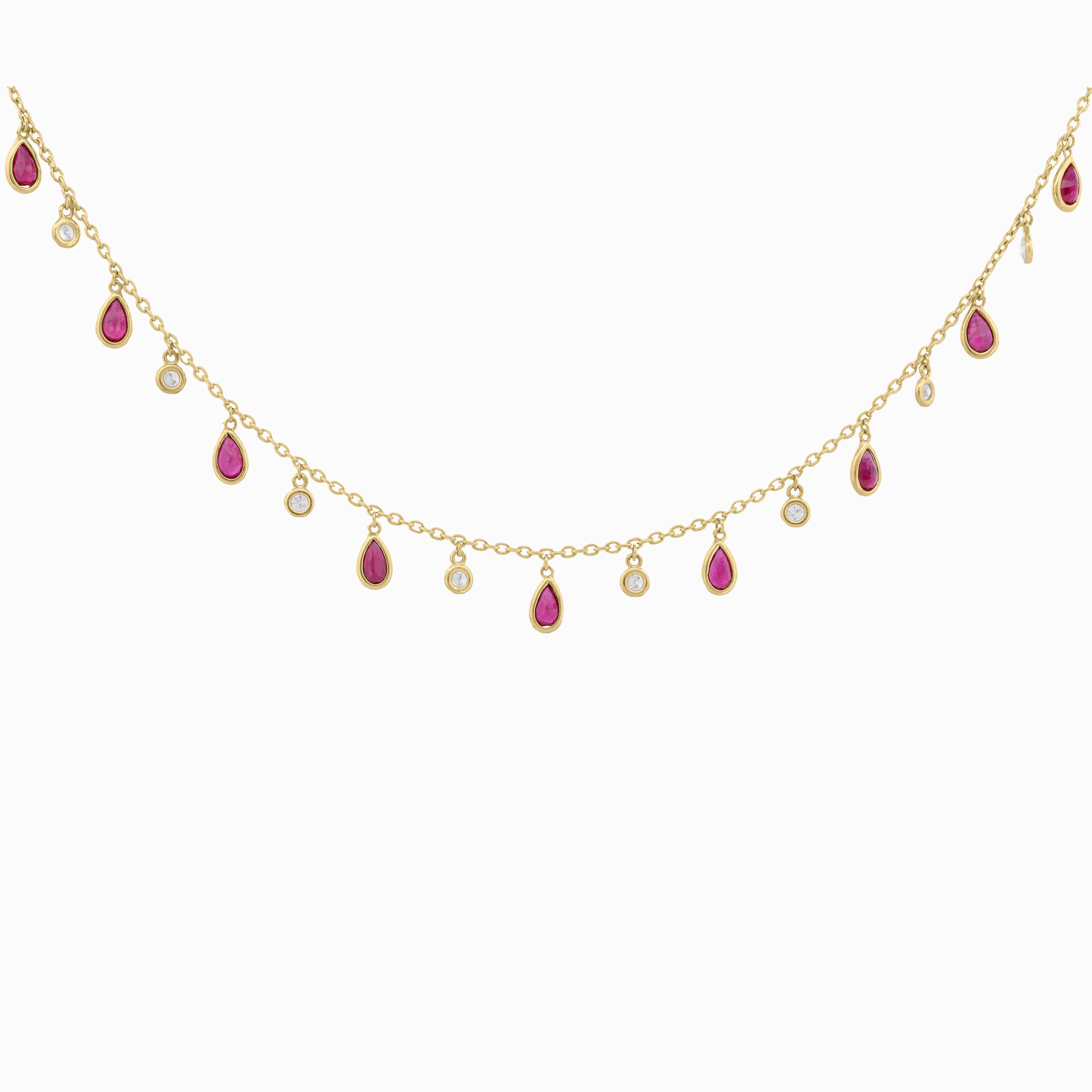 Ruby and Diamond Drop Necklace