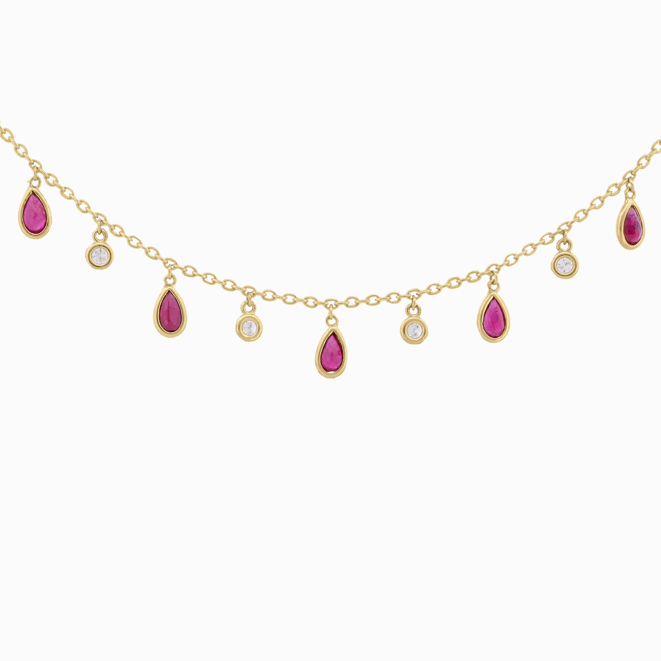 Ruby and Diamond Drop Necklace