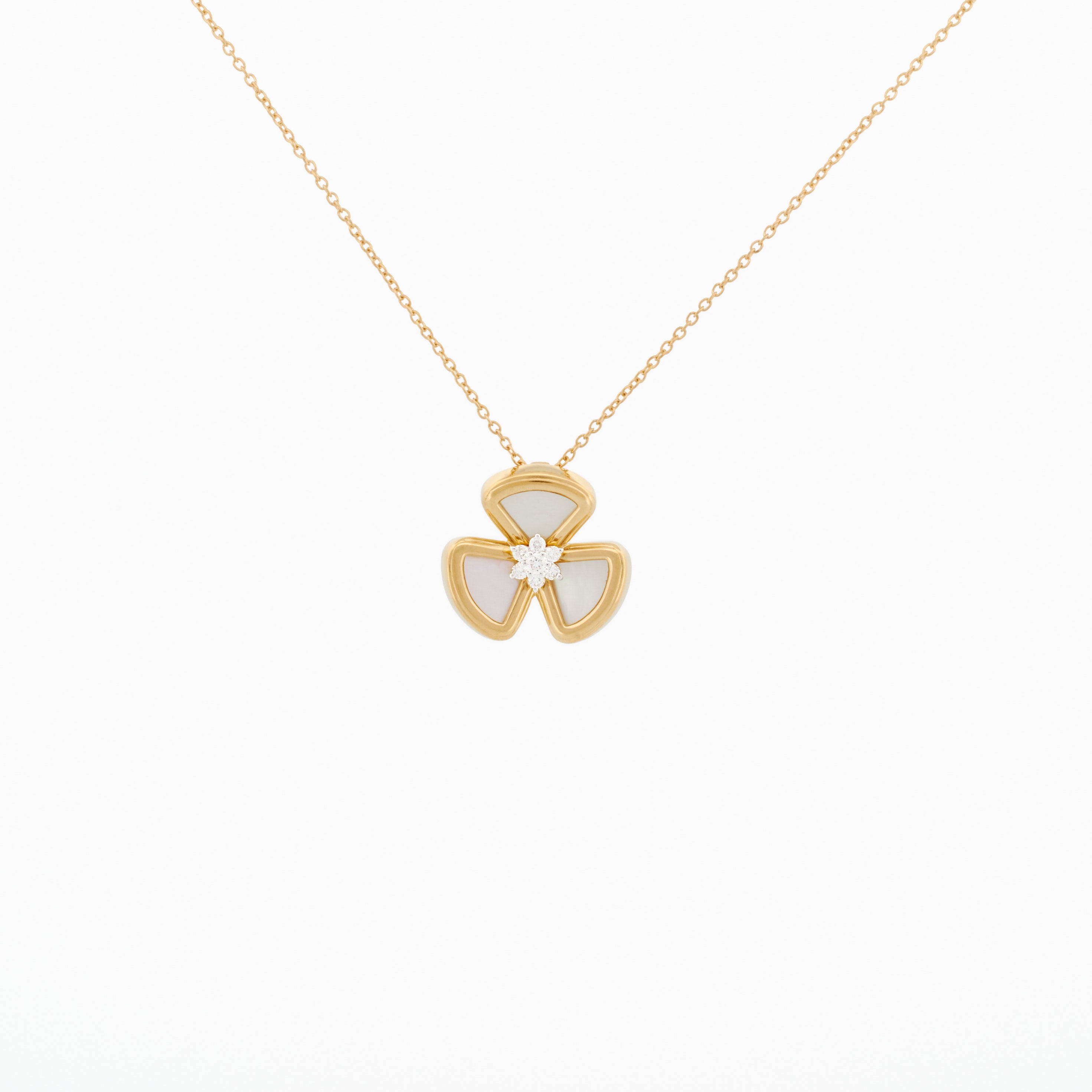 Pendant with Mother-of-Pearl Flower and Diamond Center