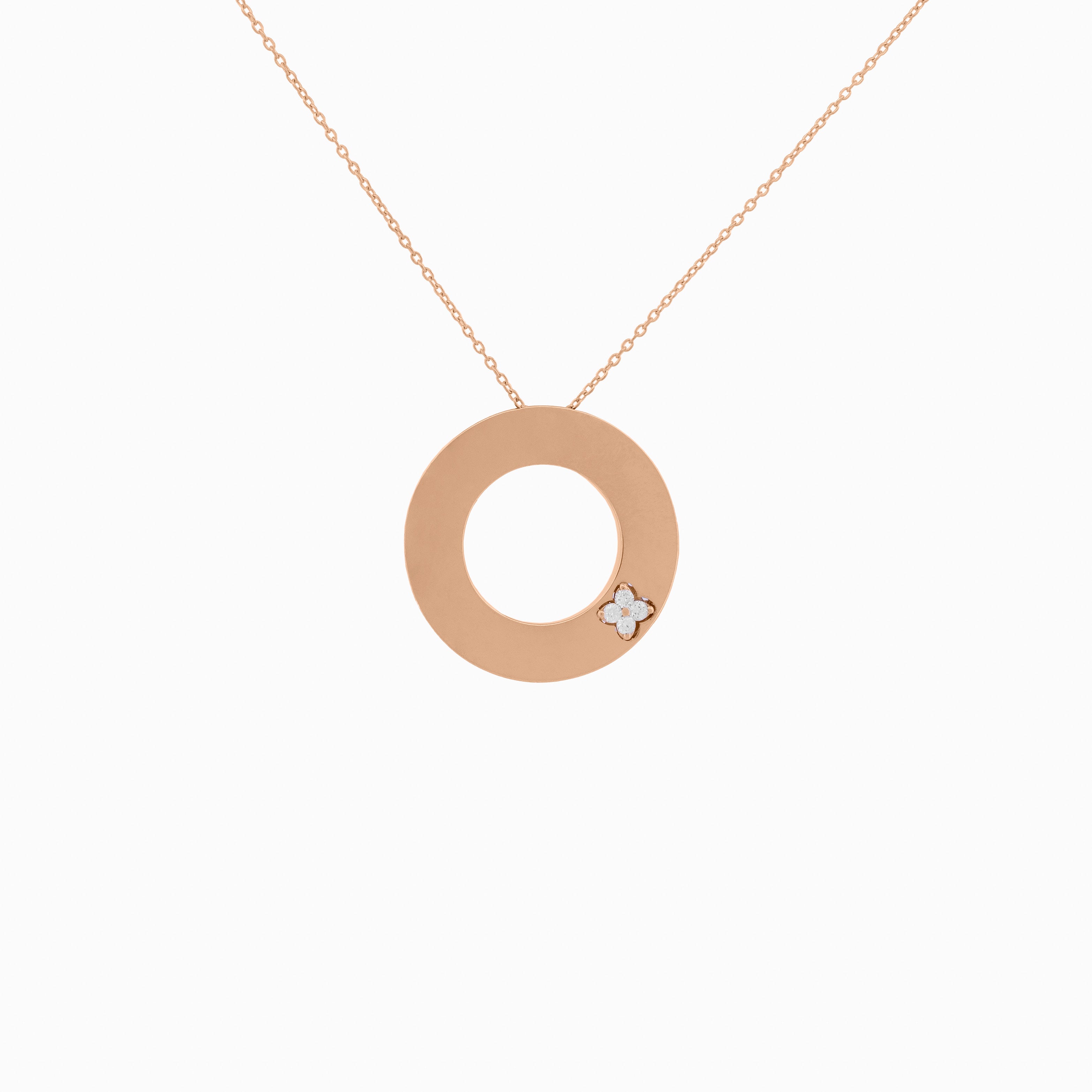 Smooth Gold Round Pendant with Diamond Accent
