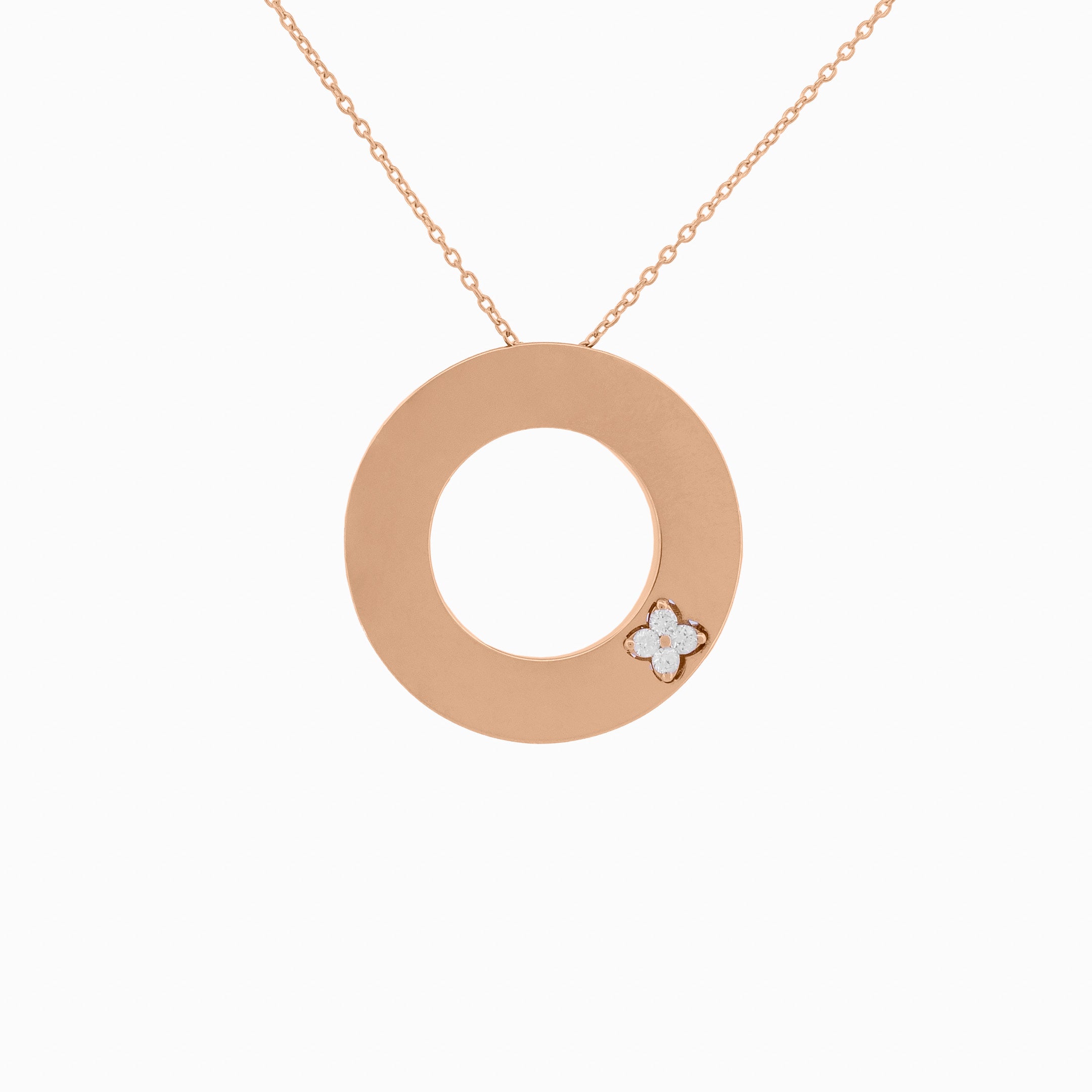Smooth Gold Round Pendant with Diamond Accent