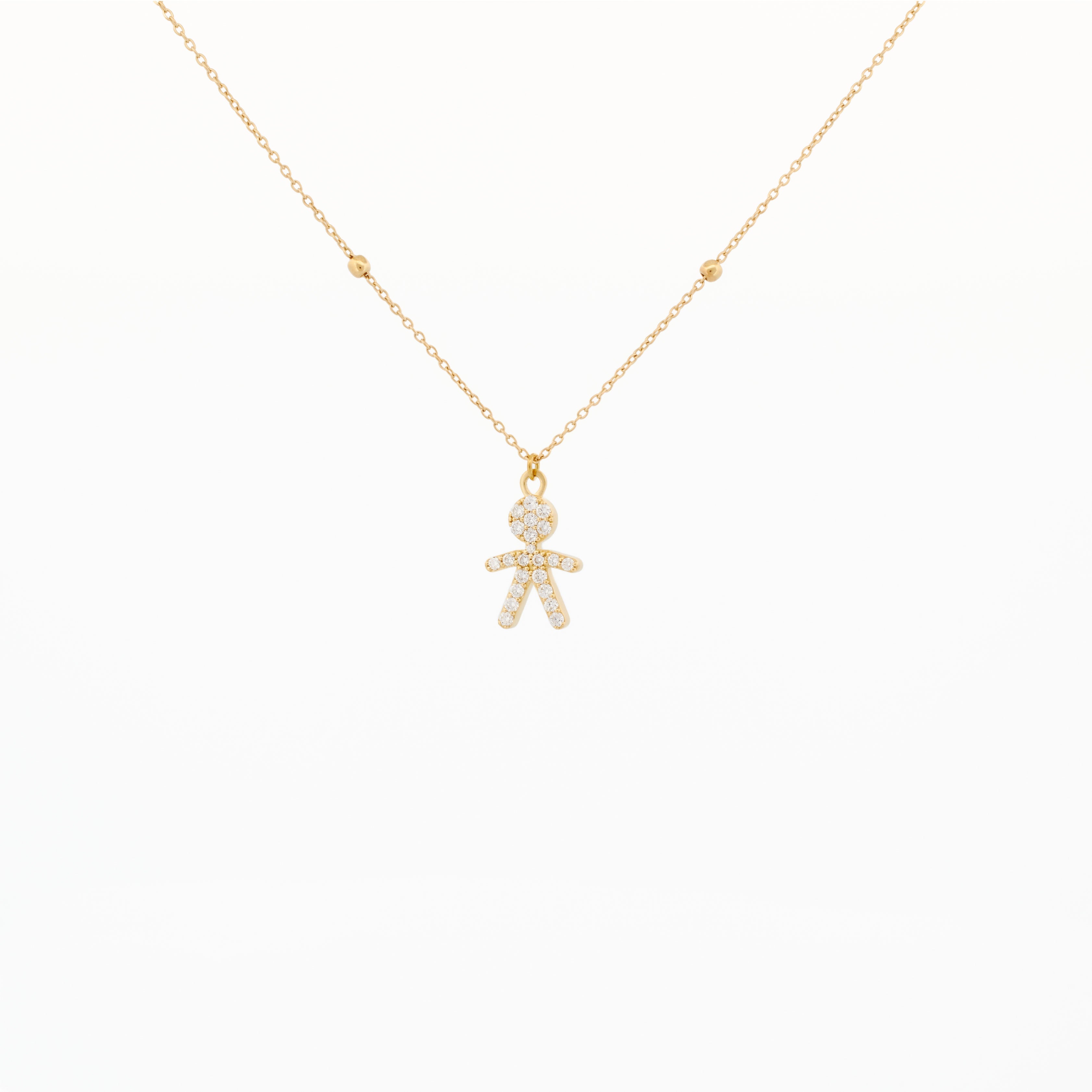 Diamond Pavé Boy Pendant with Chain