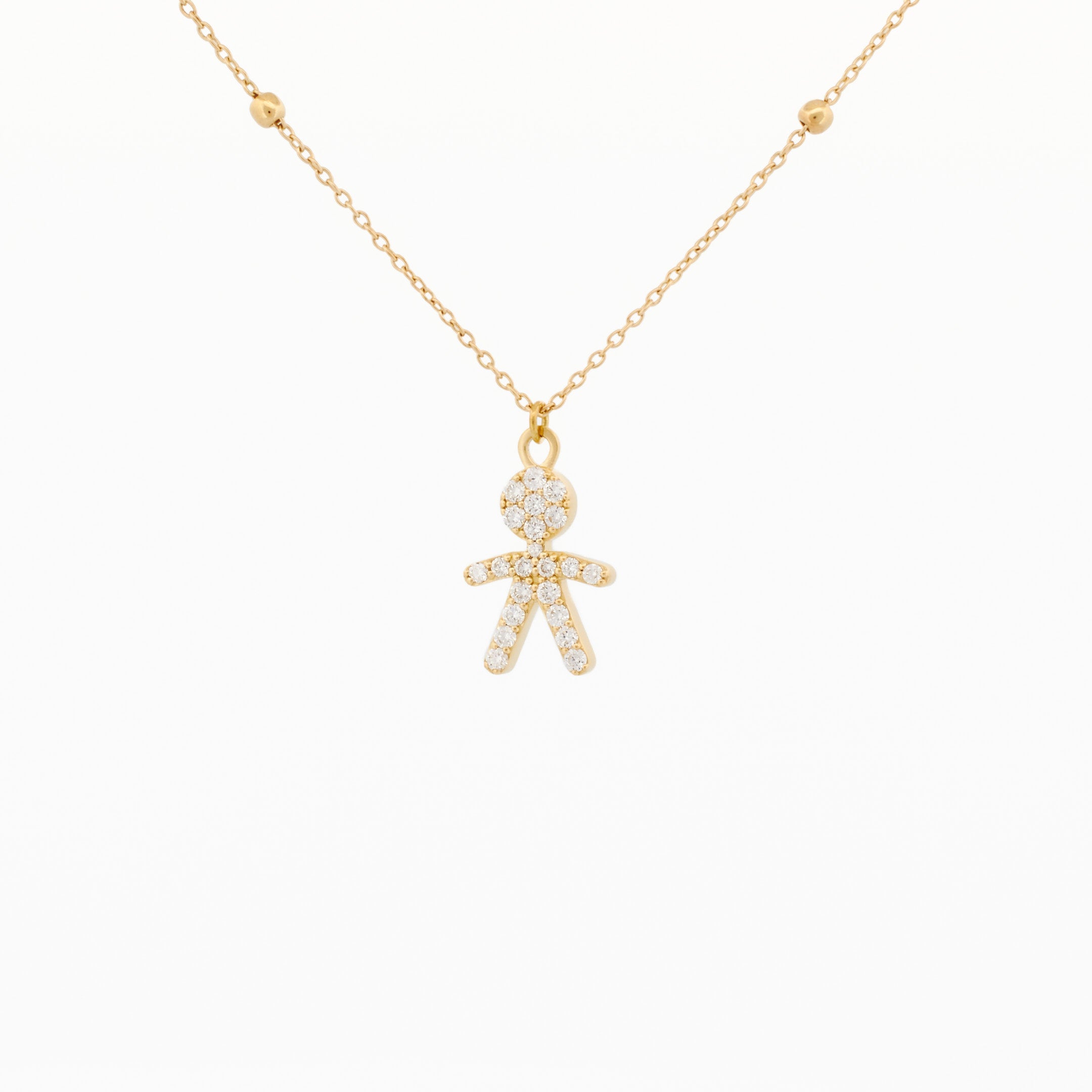 Diamond Pavé Boy Pendant with Chain
