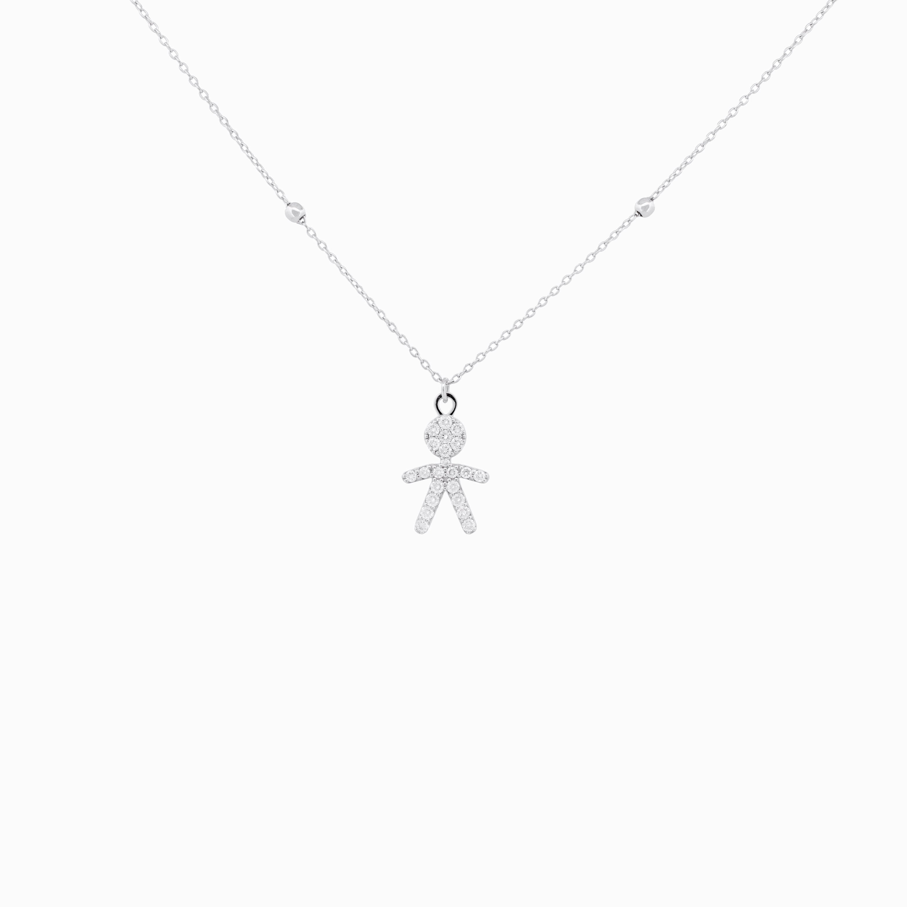 Diamond Pavé Boy Pendant with Chain