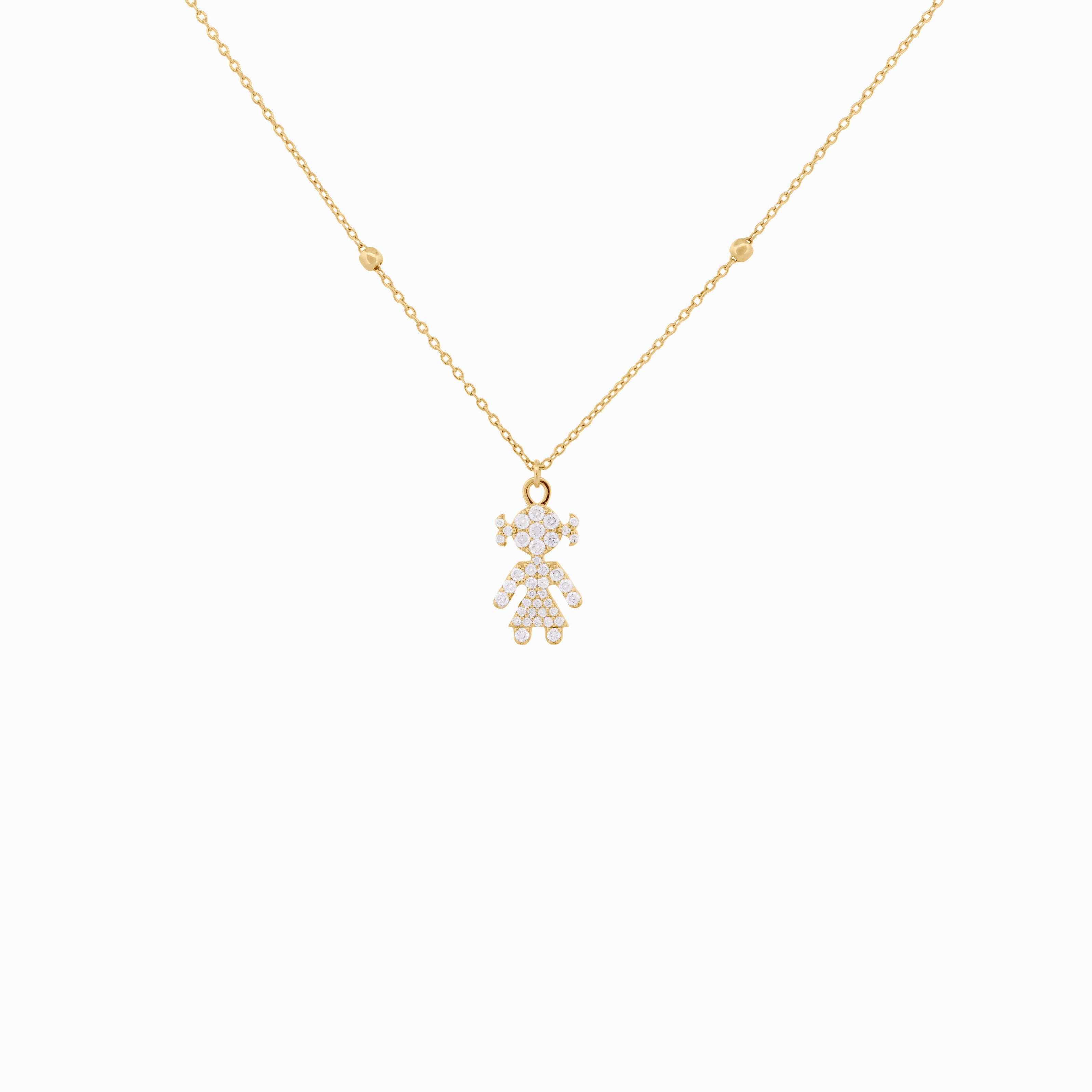 Diamond Pavé Girl Pendant with Chain