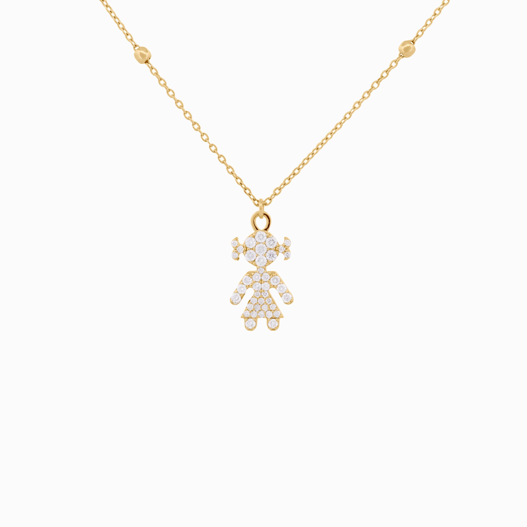 Diamond Pavé Girl Pendant with Chain
