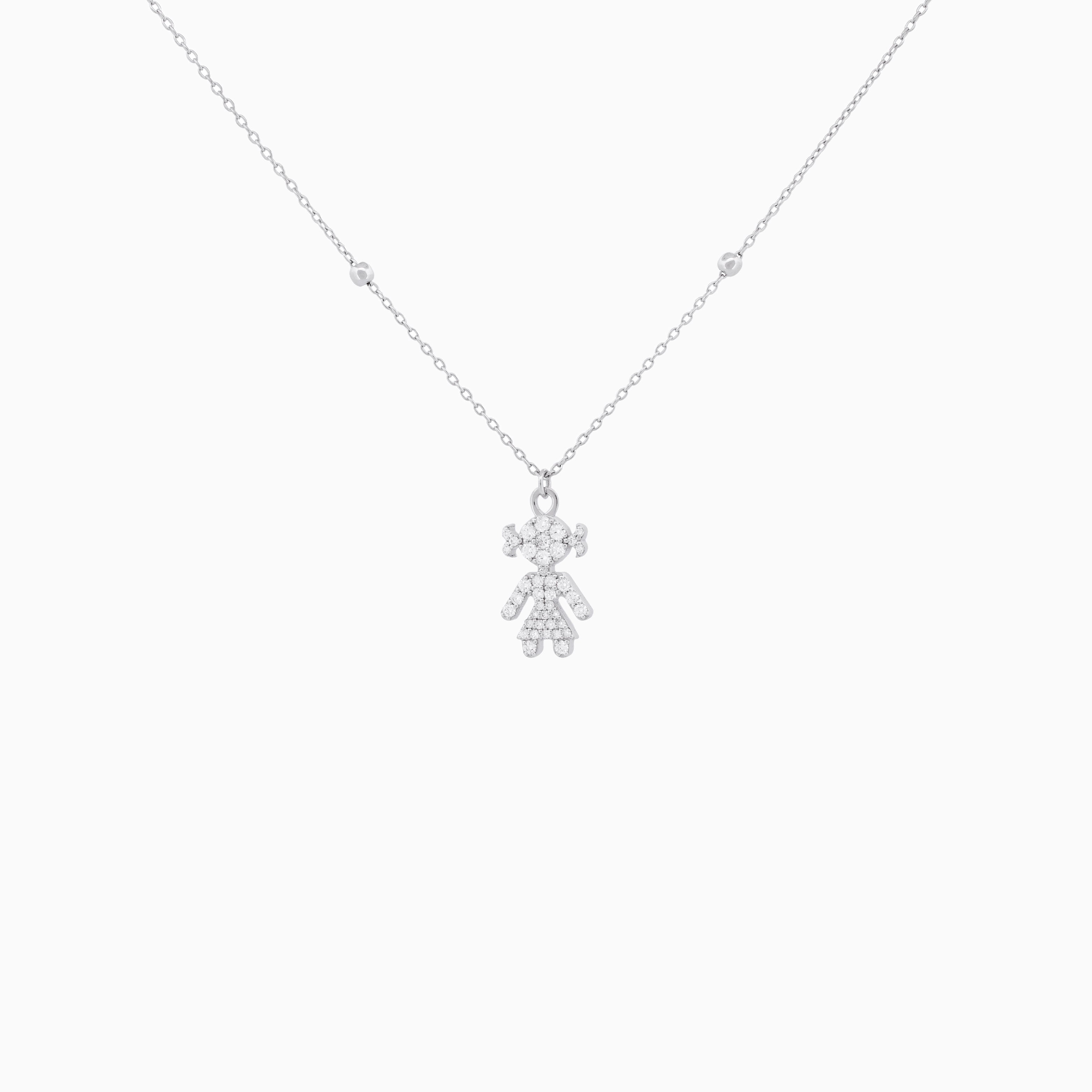 Diamond Pavé Girl Pendant with Chain