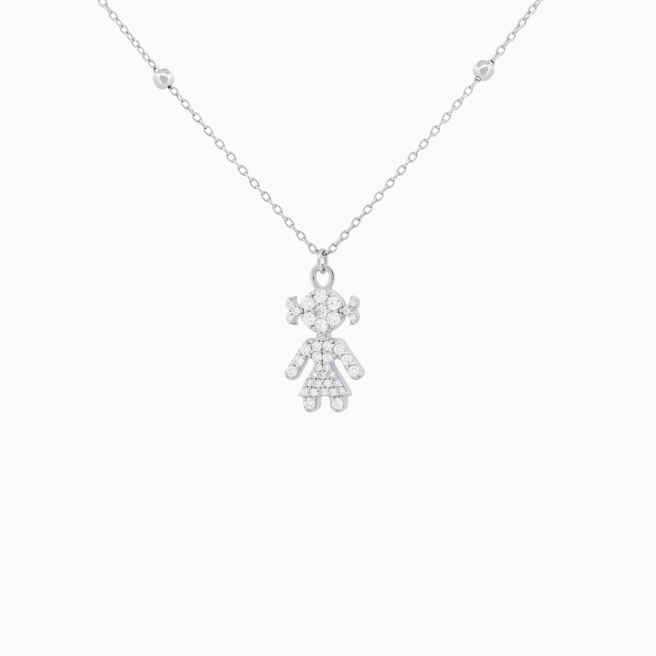 Diamond Pavé Girl Pendant with Chain