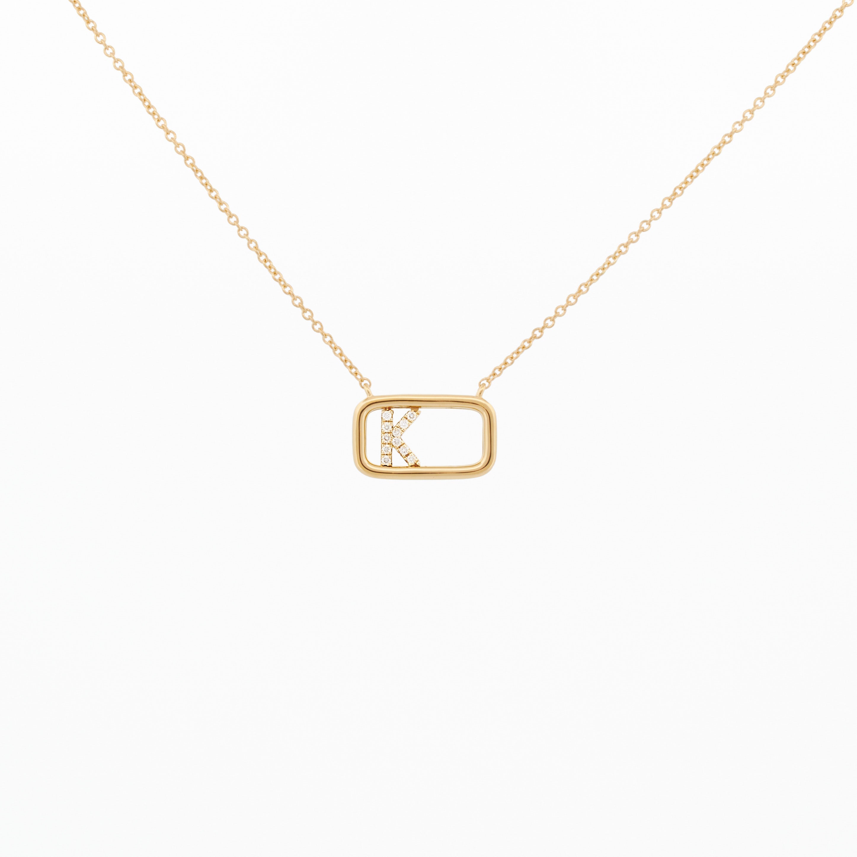 Moving Diamond Initial Necklace "K"