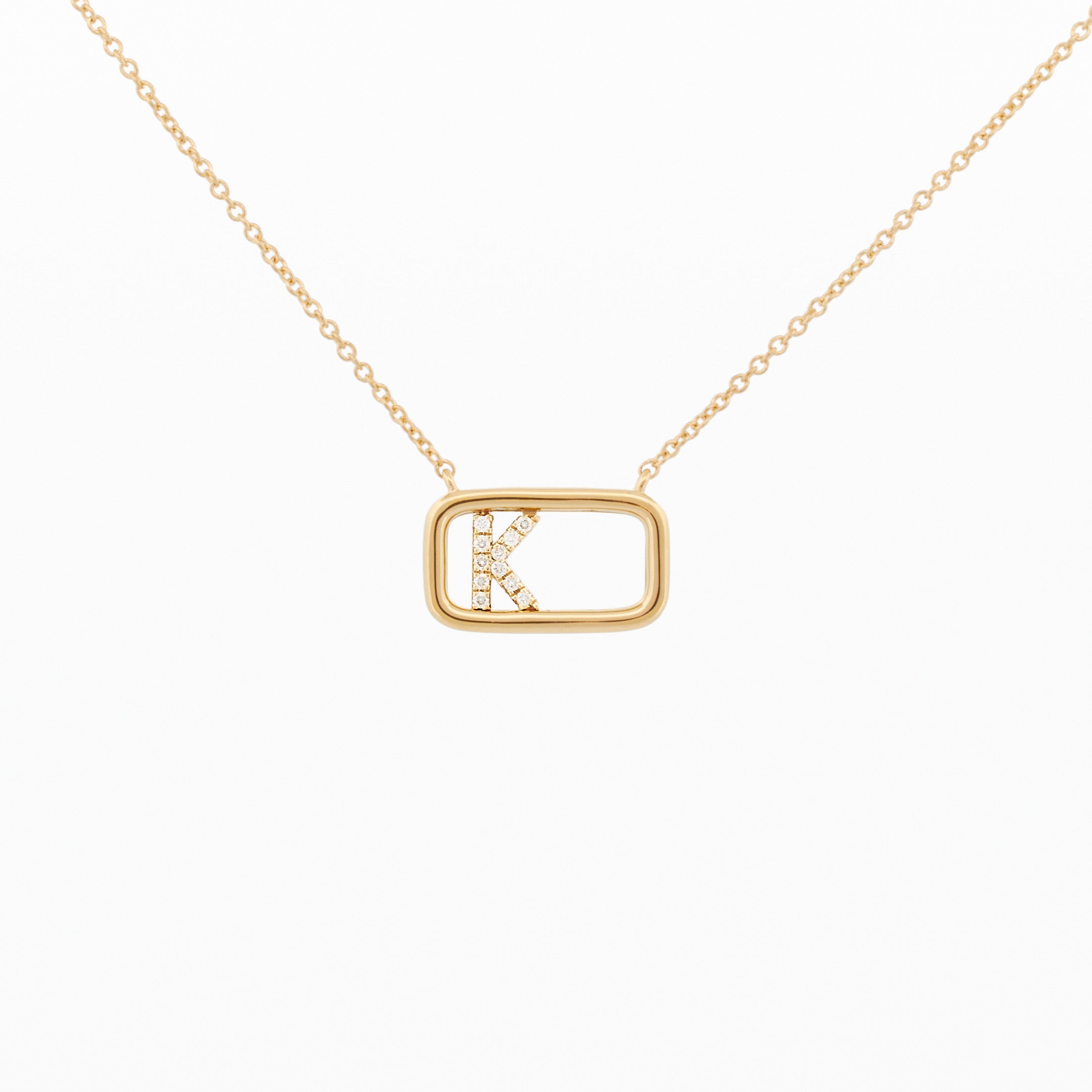 Moving Diamond Initial Necklace "K"