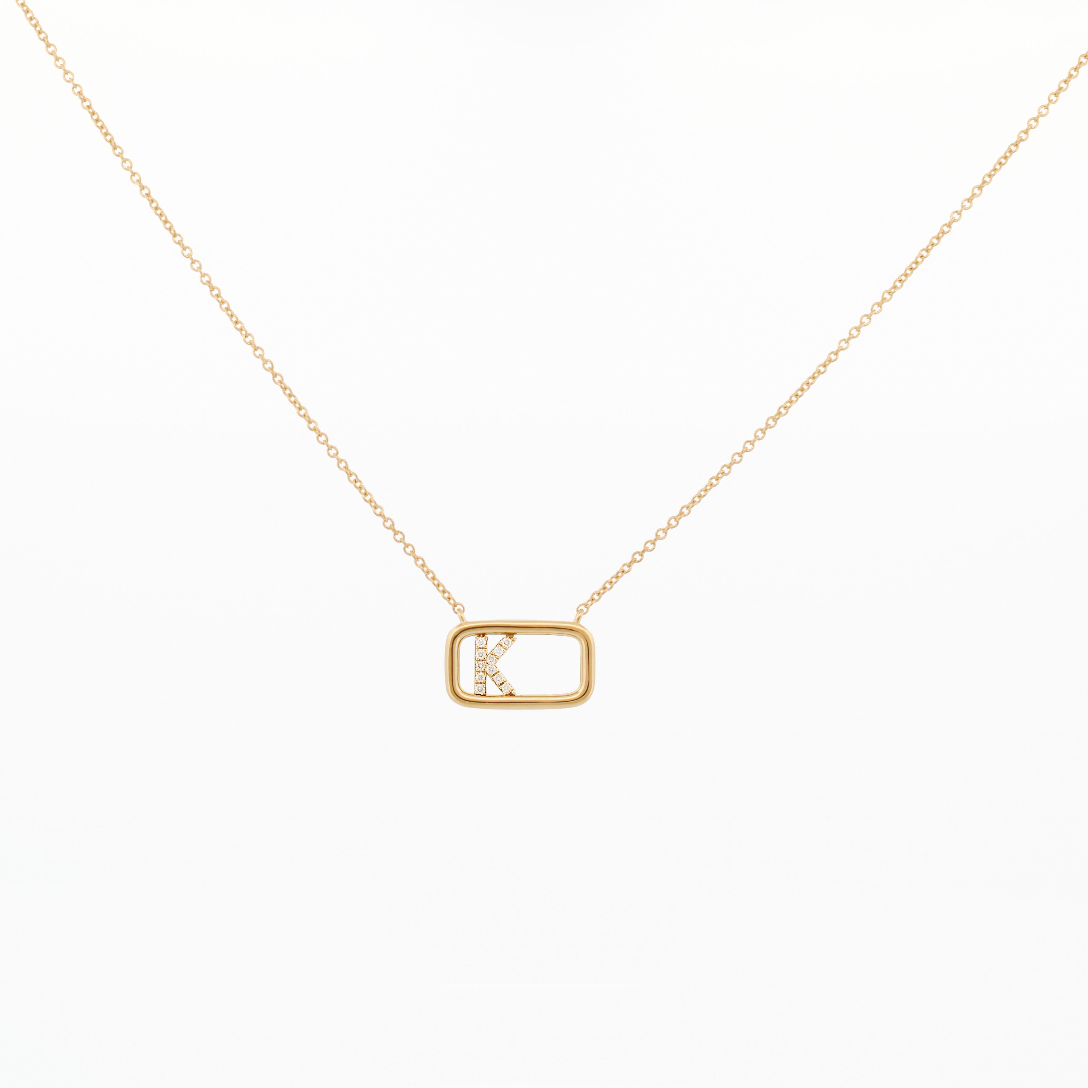 Moving Diamond Initial Necklace "K"
