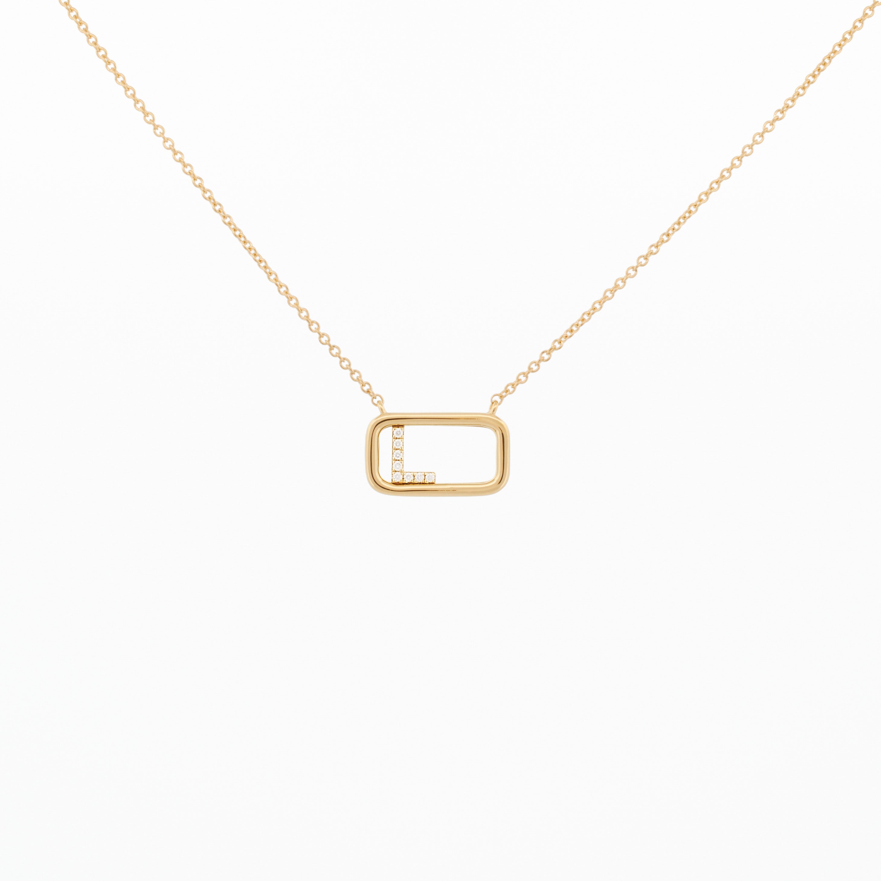 Moving Diamond Initial Necklace "L"