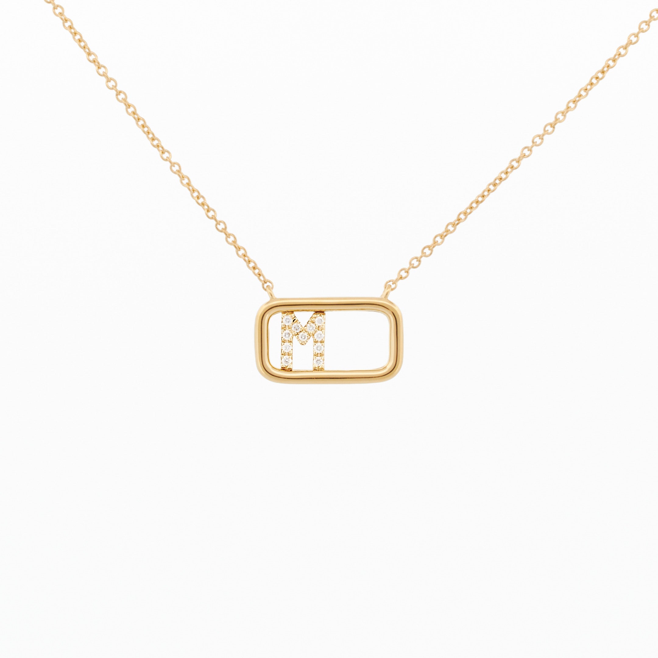 Moving Diamond Initial Necklace "M"
