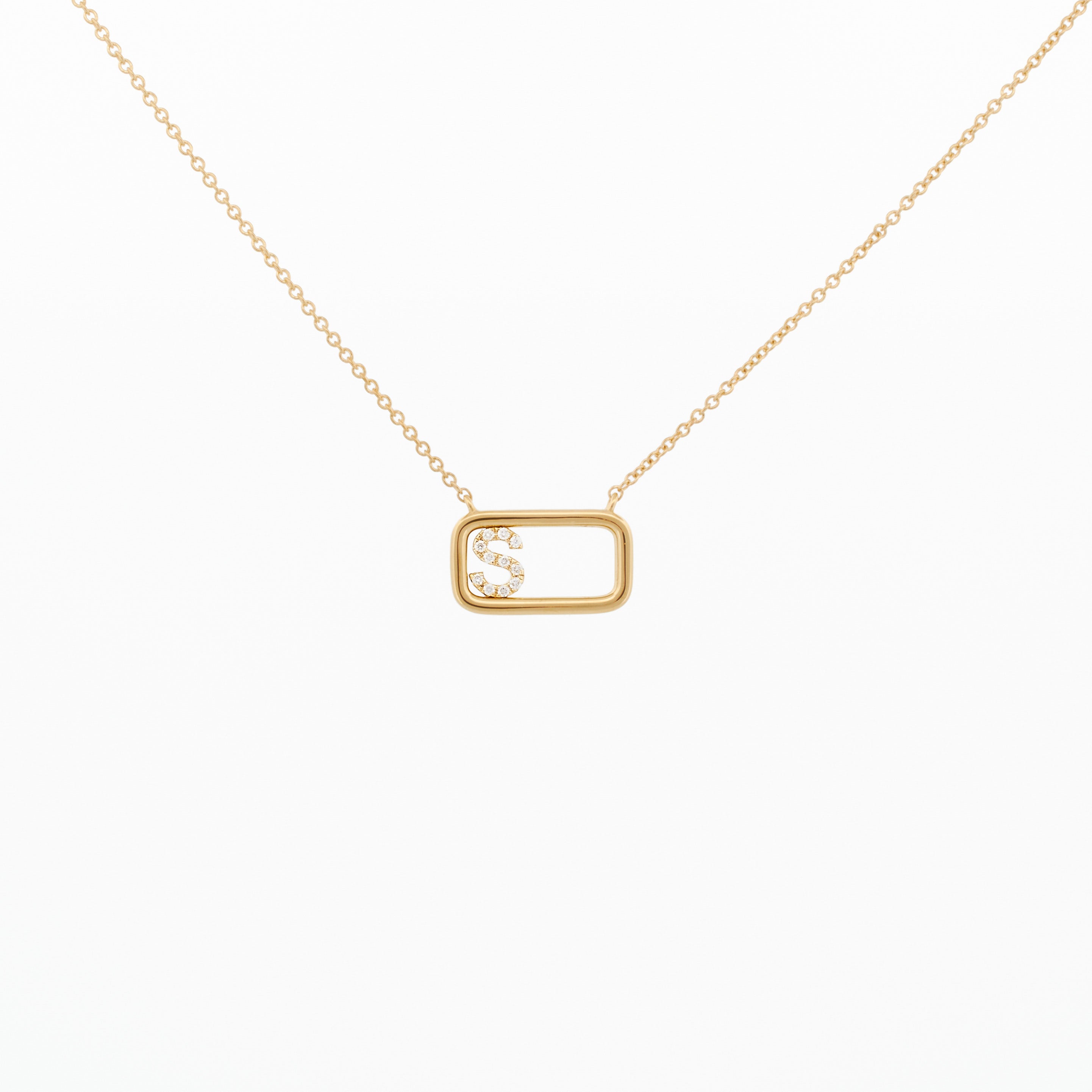 Moving Diamond Initial Necklace "S"