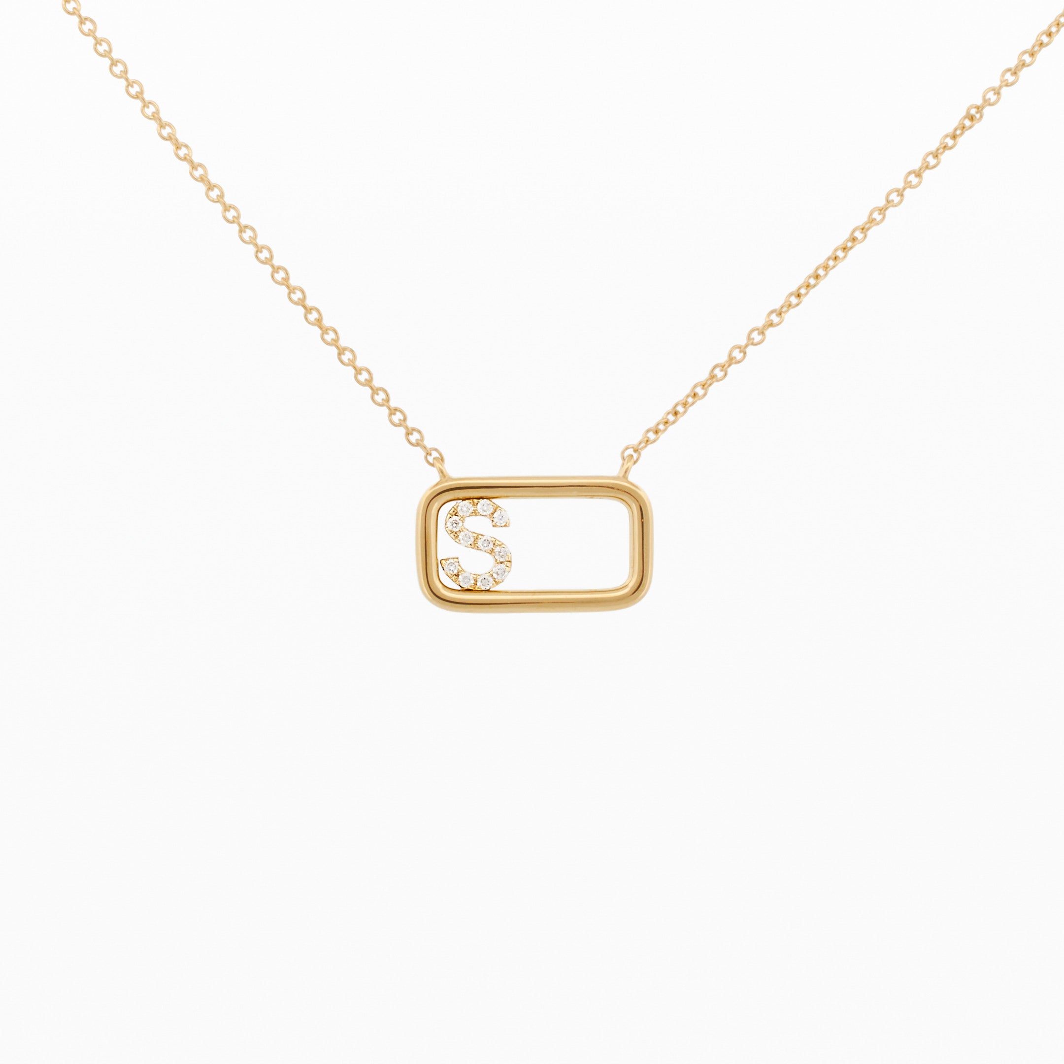 Moving Diamond Initial Necklace "S"