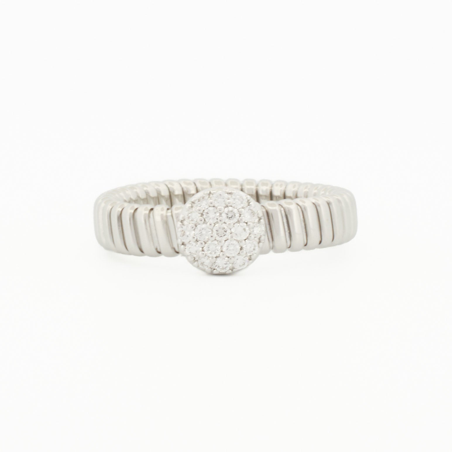 Everyday Tubogas Ring with Pavé Diamond Center