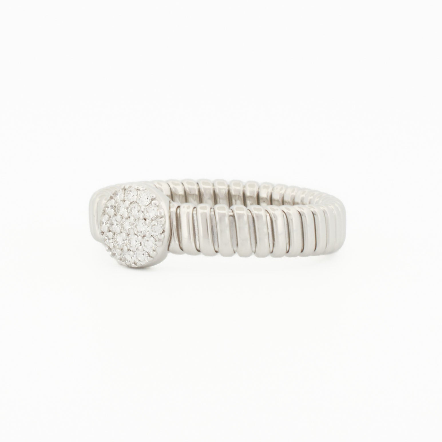 Everyday Tubogas Ring with Pavé Diamond Center