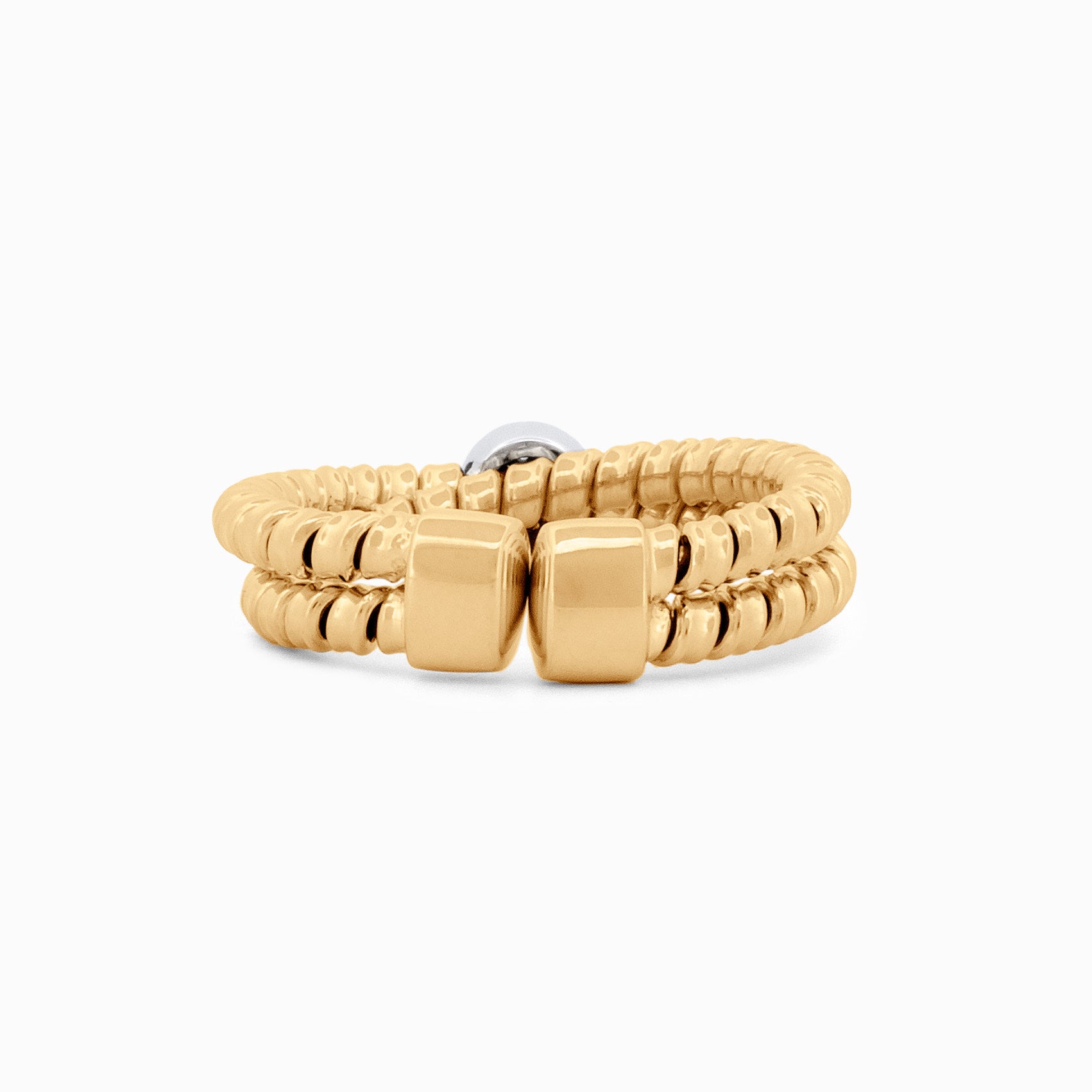 Gold Coil Crossover Ring with Pavé Diamond Center