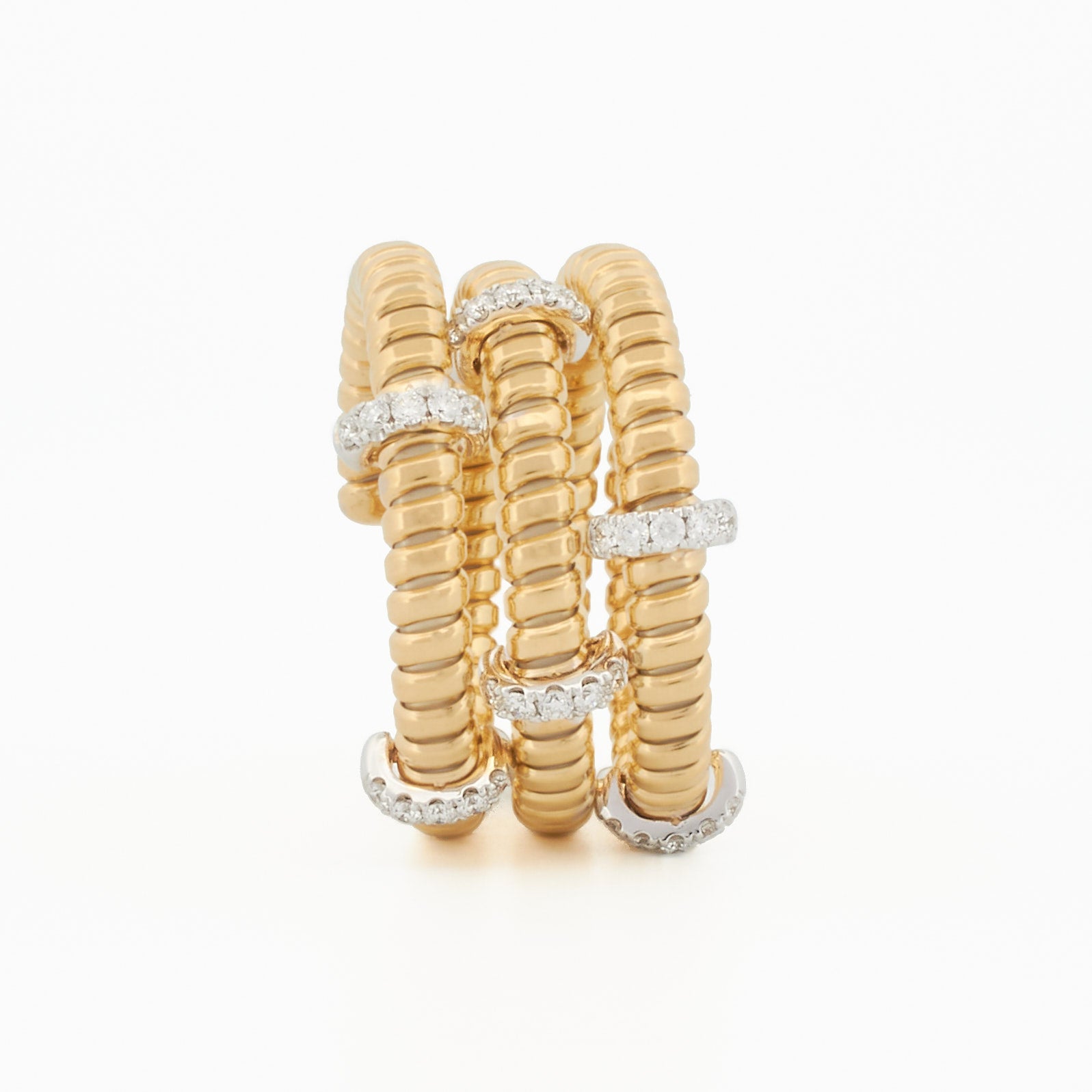 Coil Ring with Diamond Bar Accents