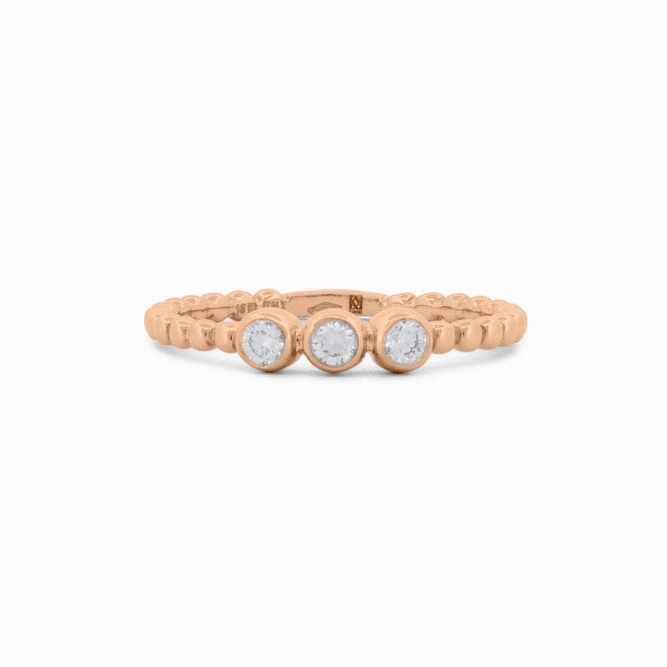 Delicate Beaded Ring With Diamond Centerpiece