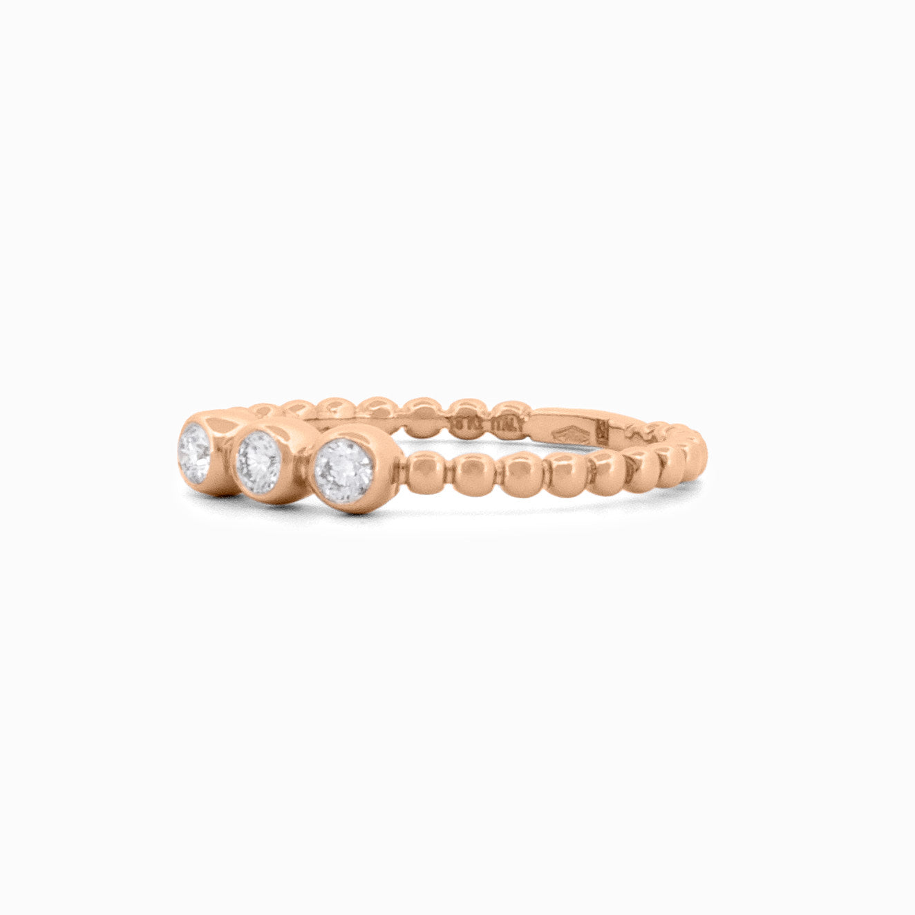 Delicate Beaded Ring With Diamond Centerpiece